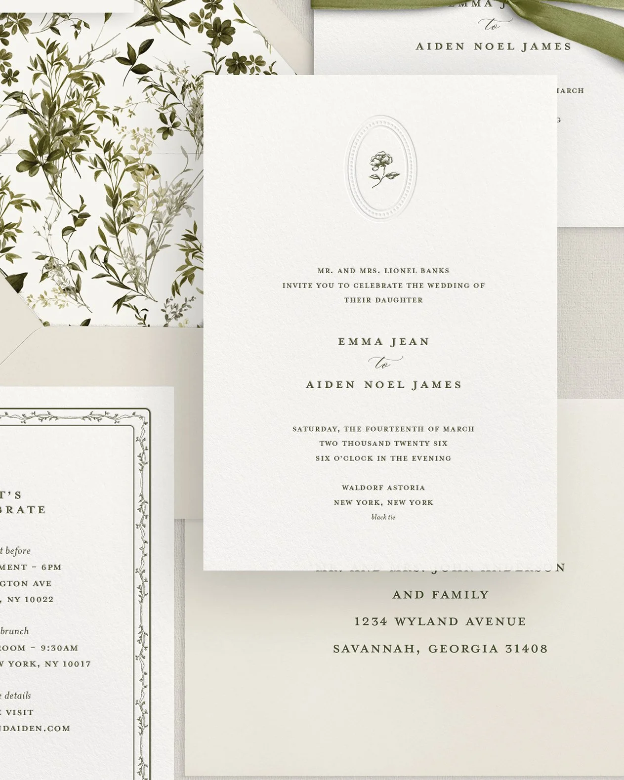 Emma Letterpress Wedding Invitations Green 2.jpg