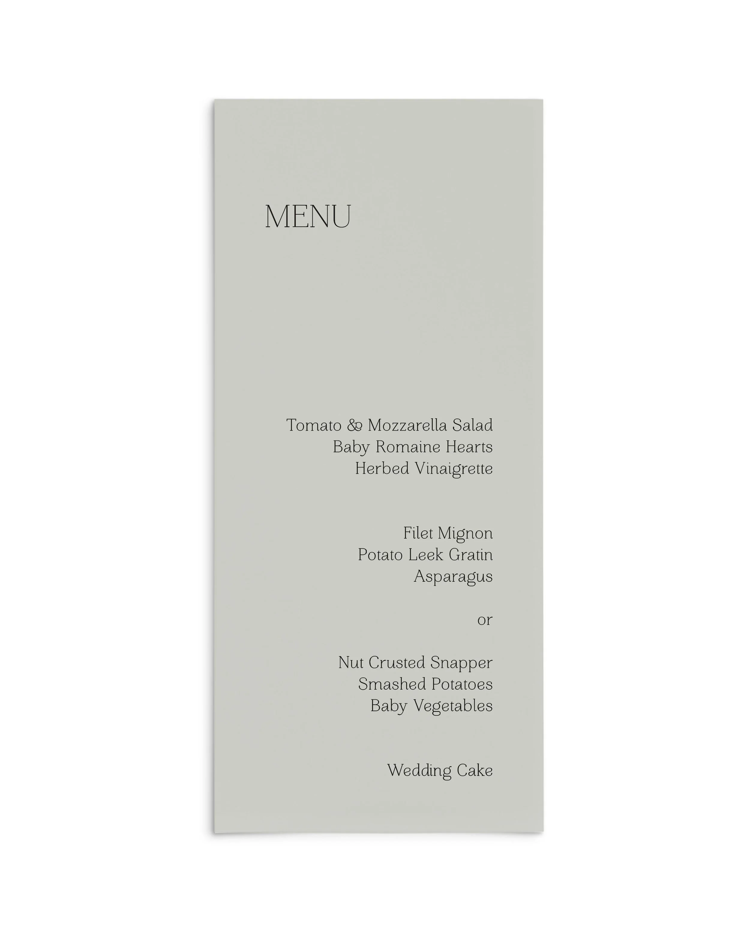 Brynne Wedding Menus