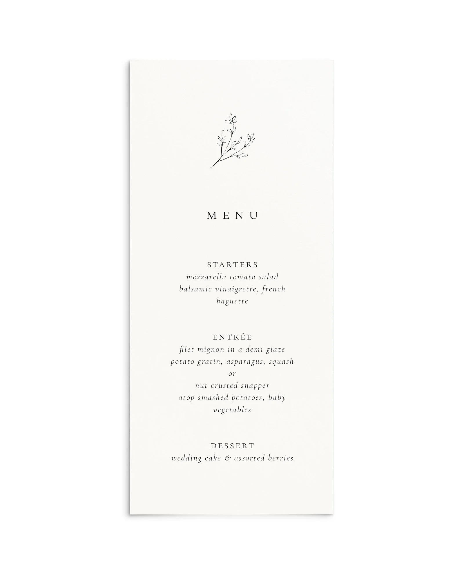 Piper Wedding Menus