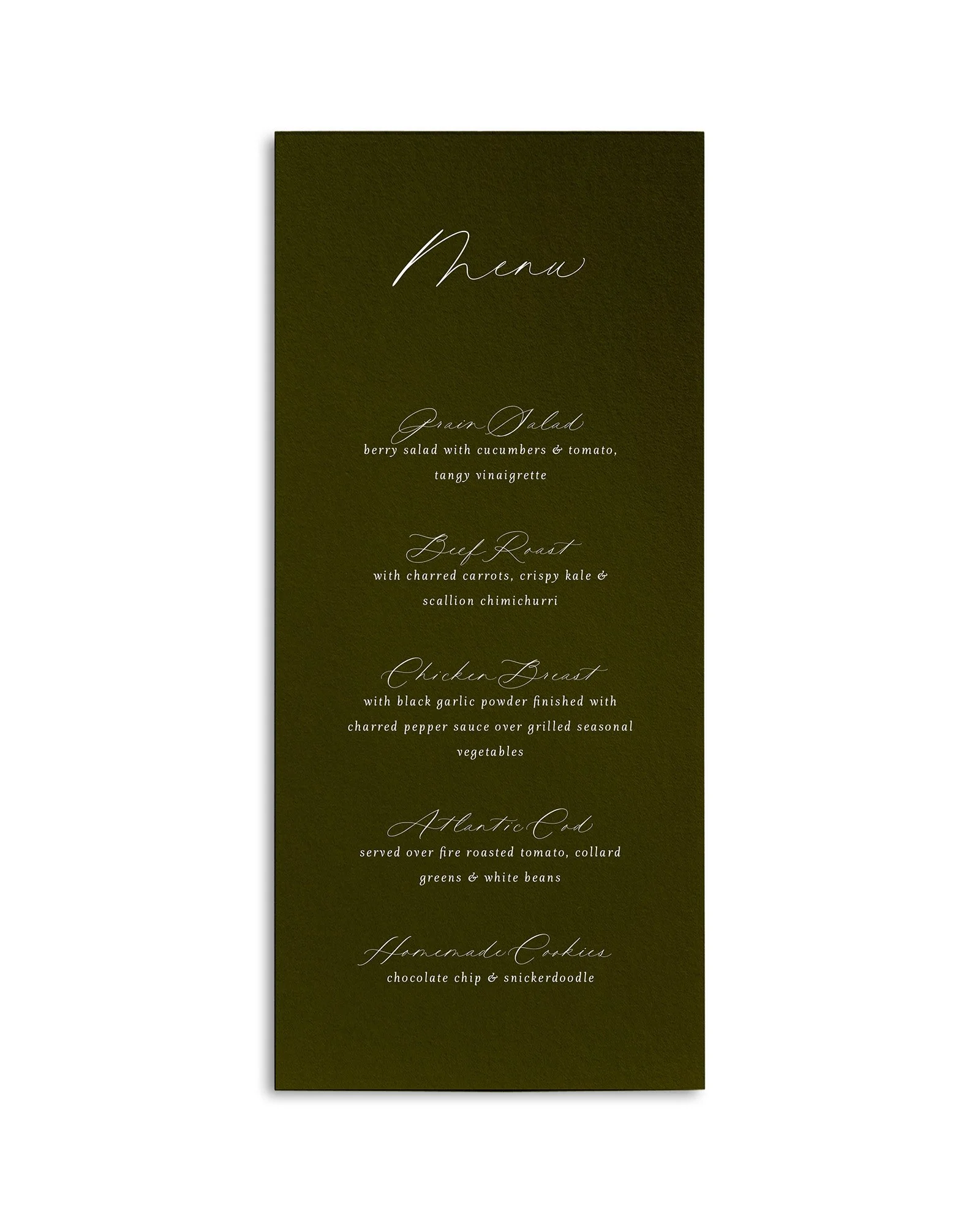 Valentina Calligraphy Wedding Menus