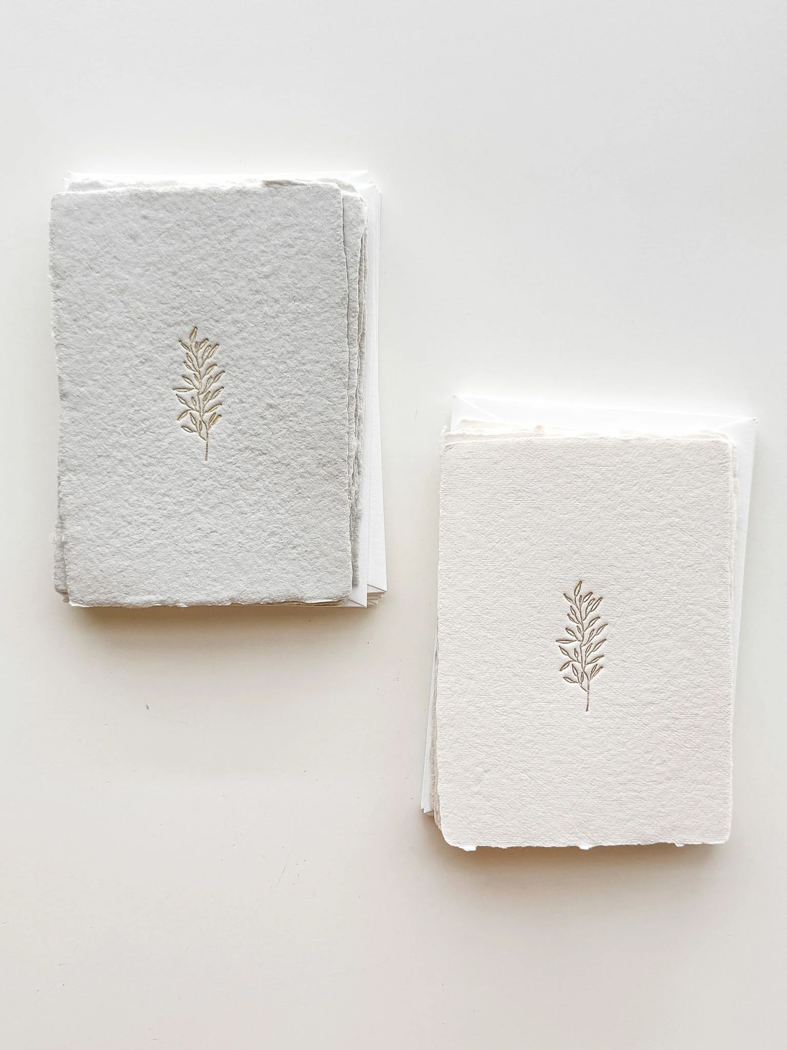 Set of 6 Petite Handmade Gold Foil Leaf Notecards