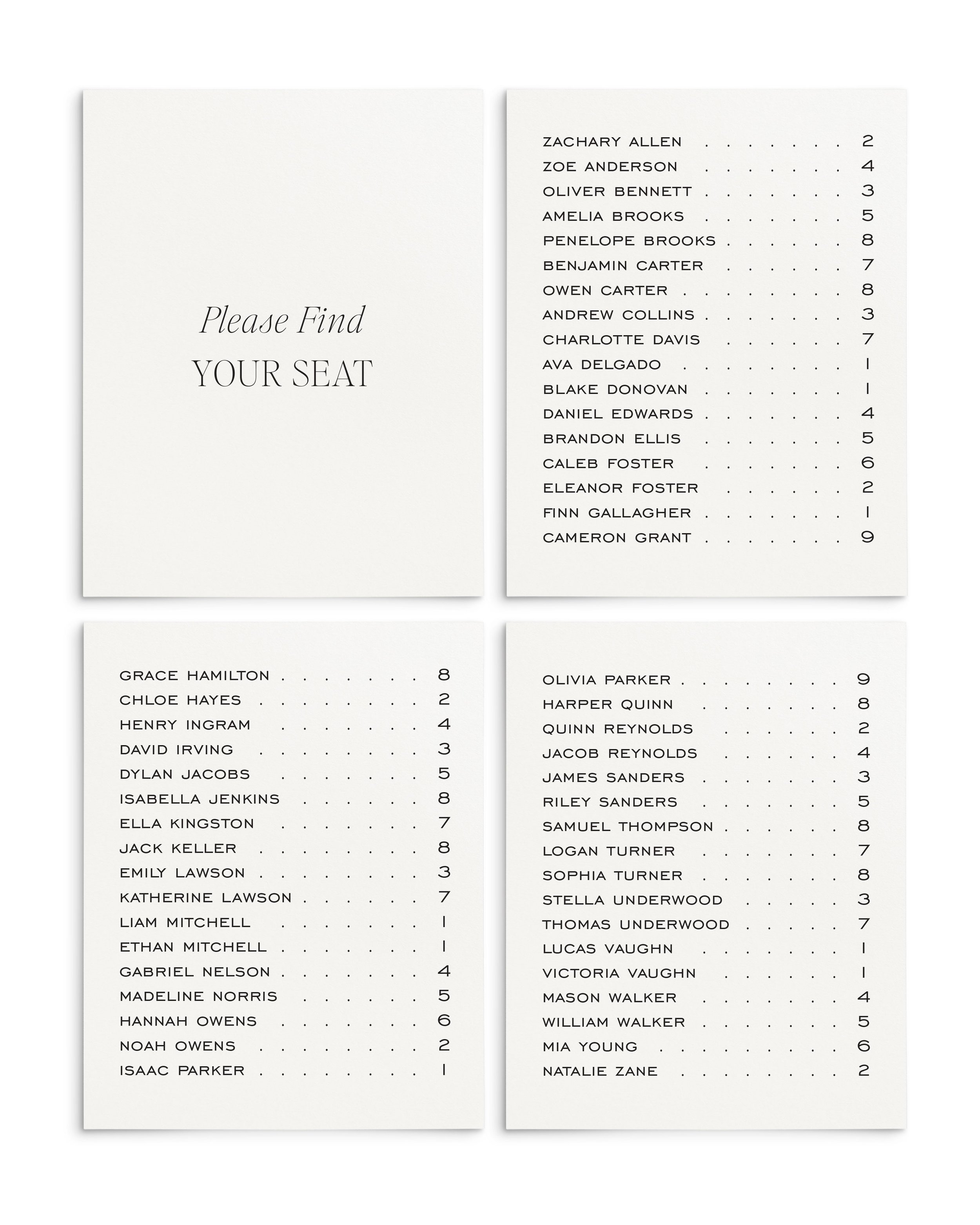 Sofia Escort Seating Cards