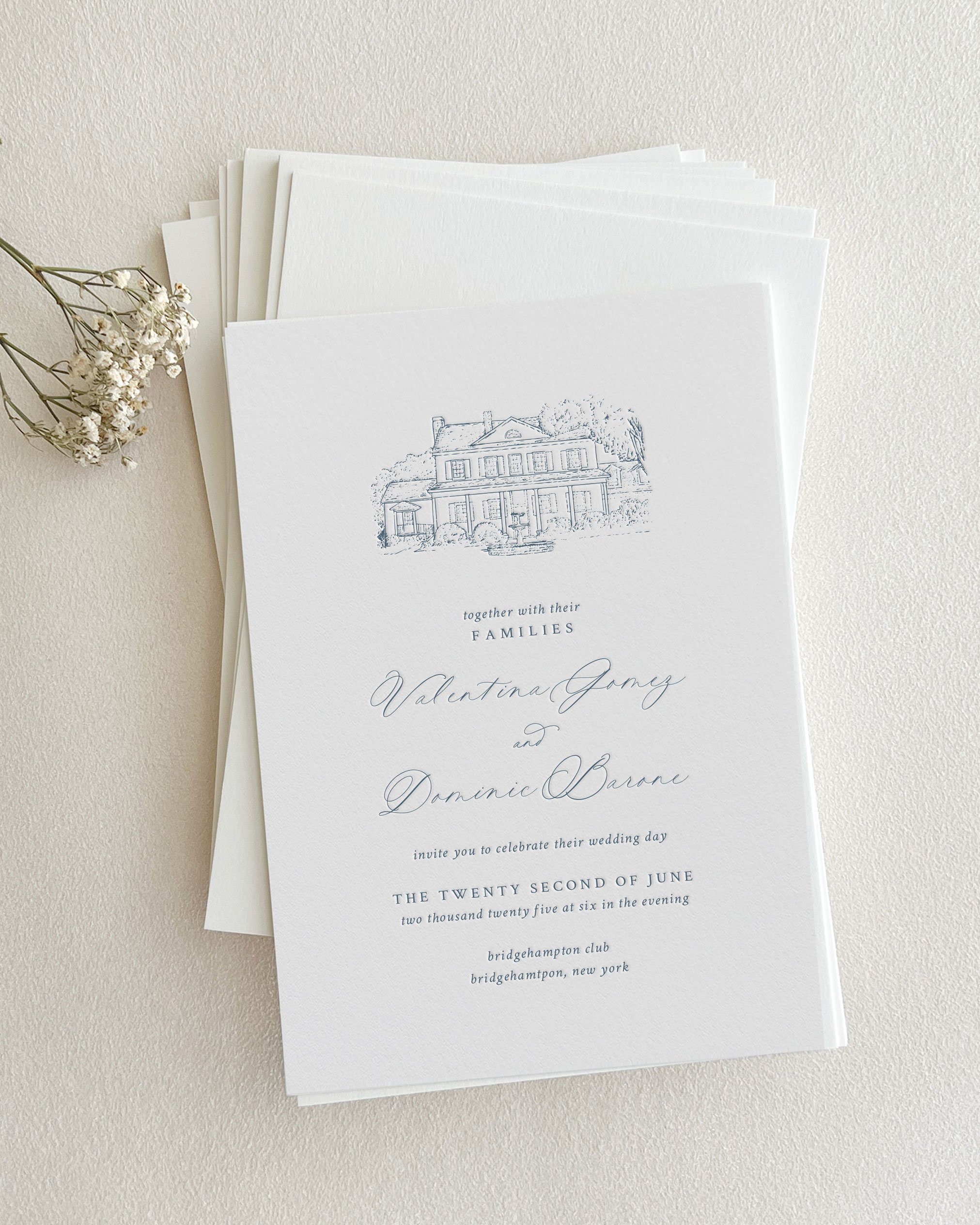Valentina Custom Venue Illustration Wedding Invitations