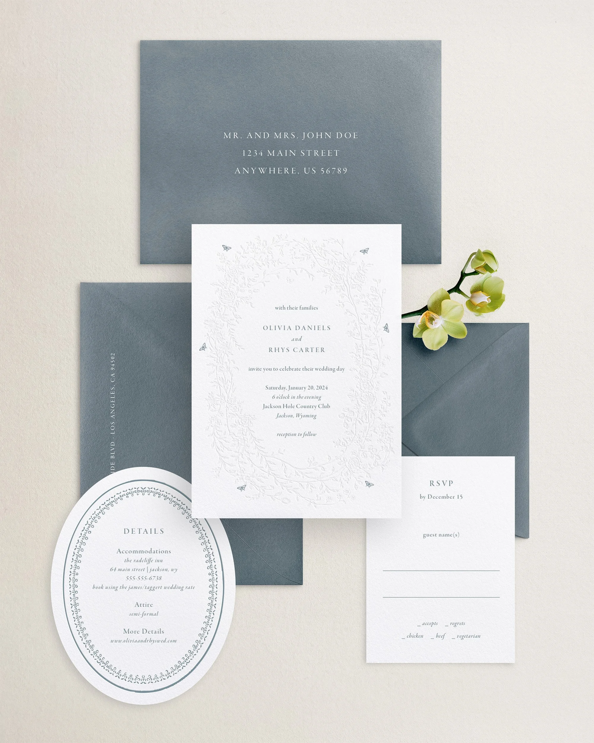 Olivia Letterpress Wedding Invitations