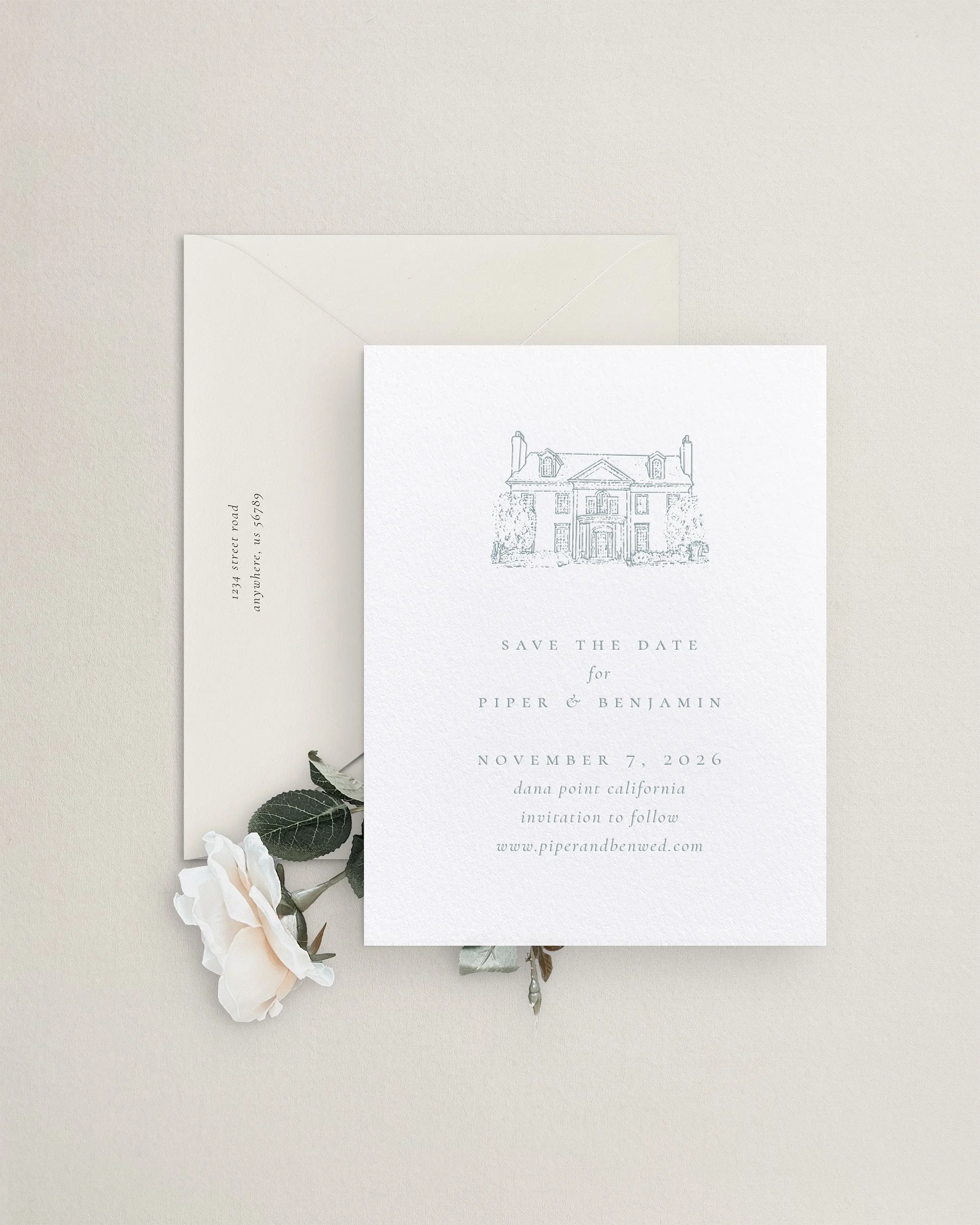 Piper Custom Venue Illustration Save the Dates