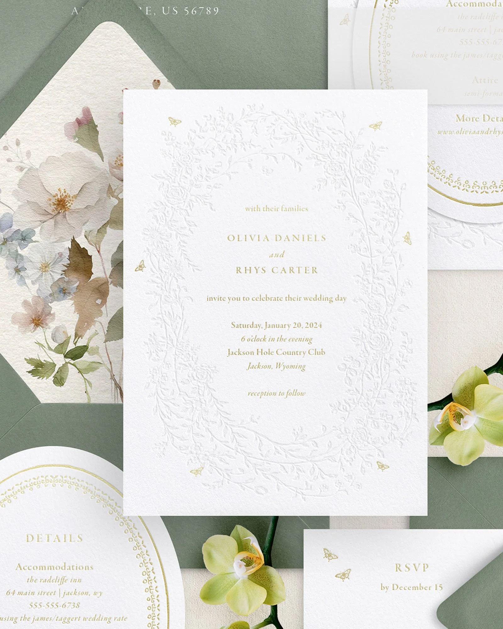 Olivia Gold Letterpress Wedding Invitations Green copy.jpg
