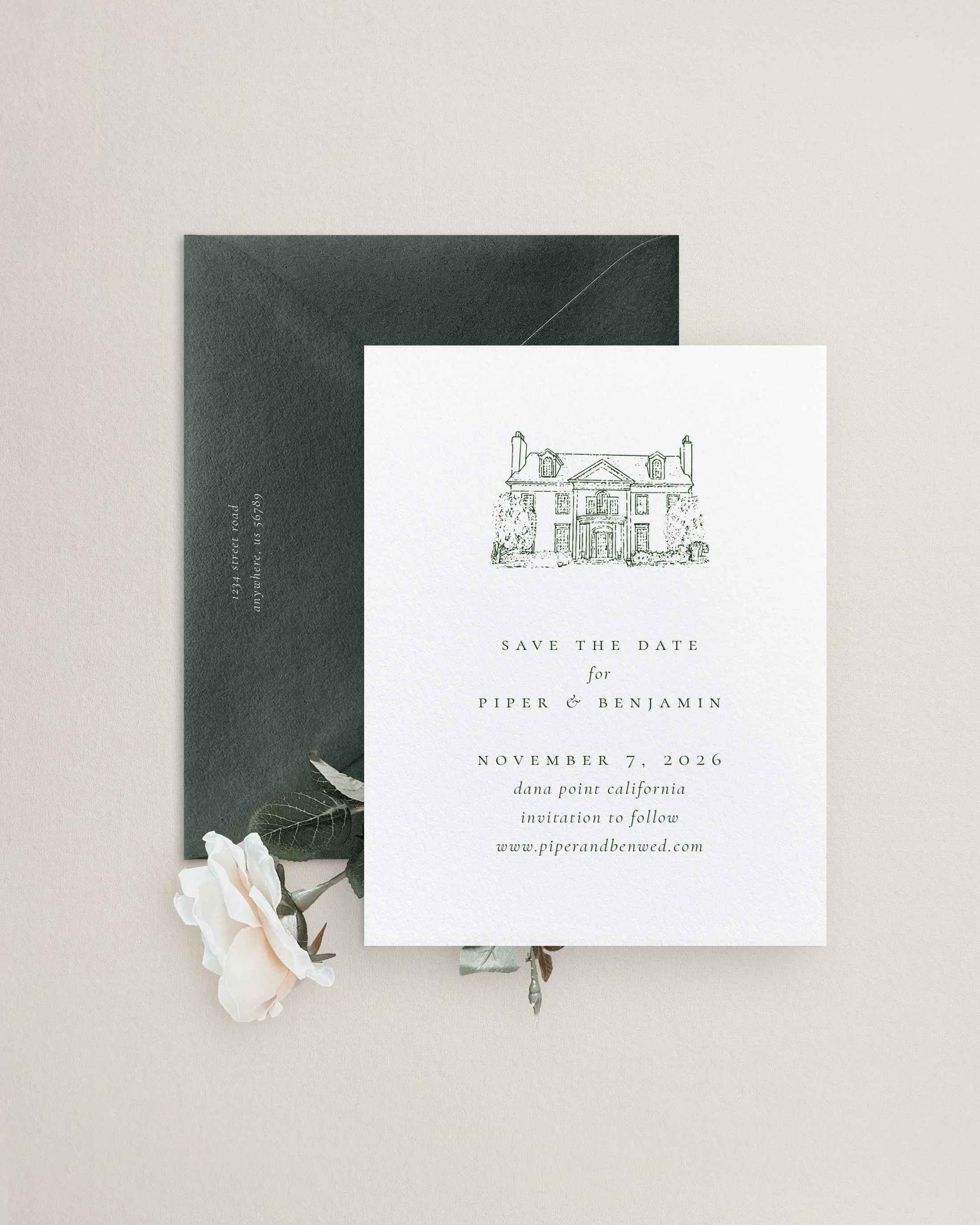 Piper Custom Venue Illustration Save the Dates