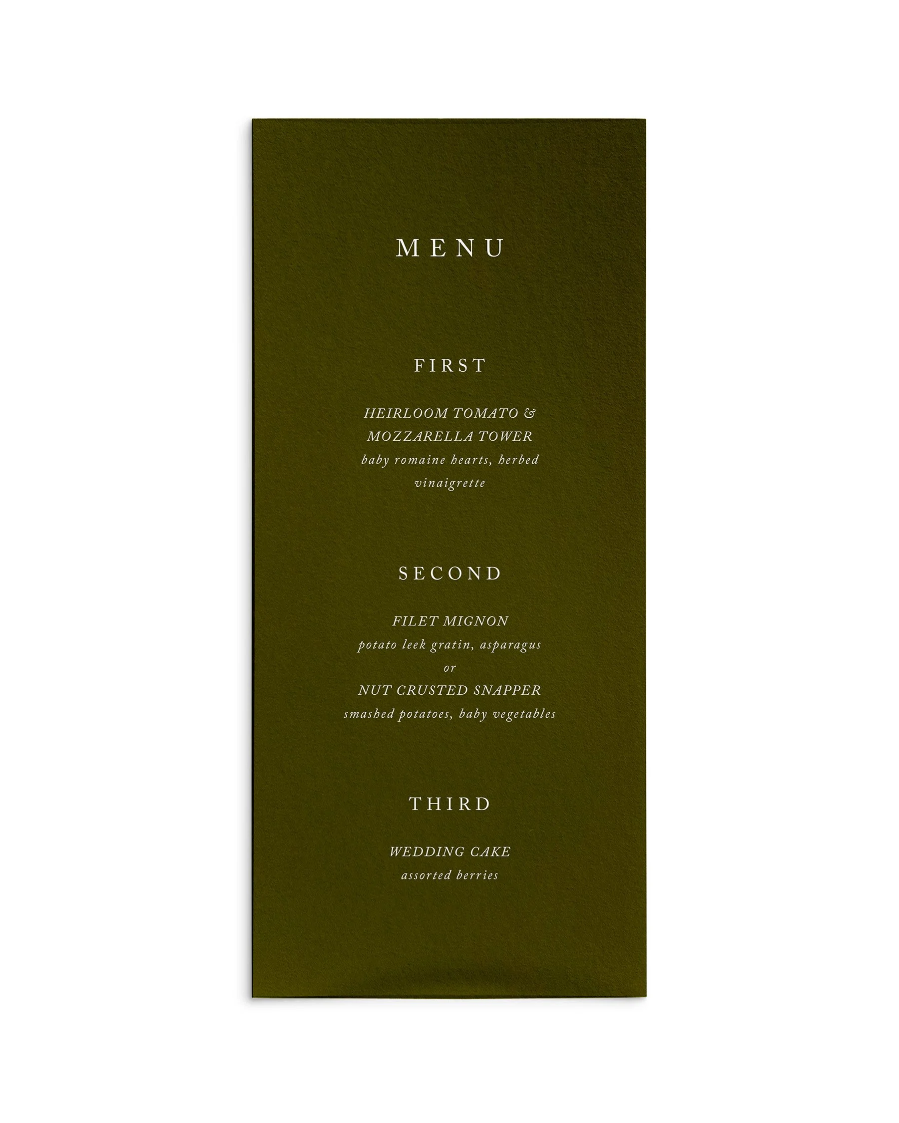 Chelsea Wedding Menus