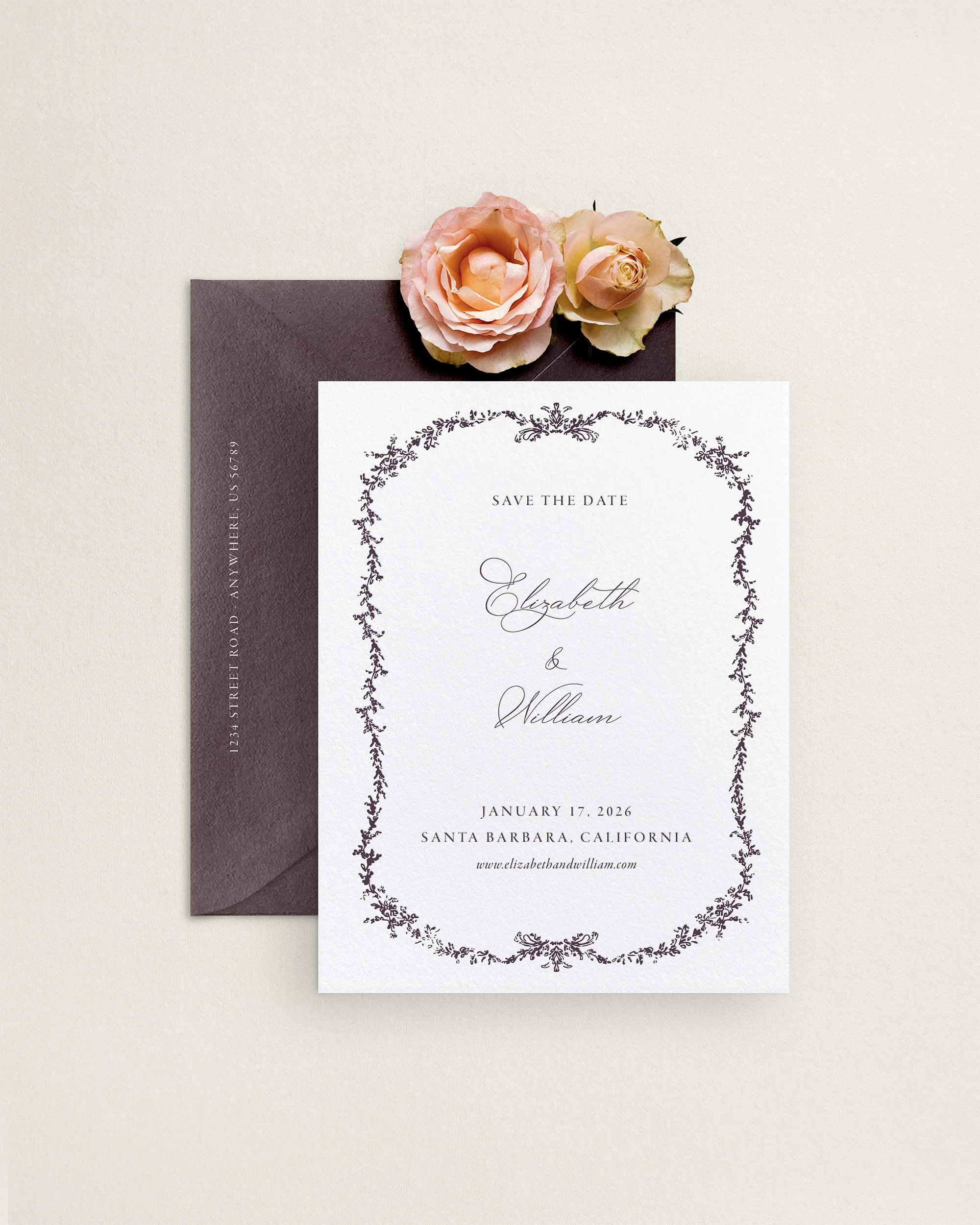 Elizabeth Calligraphy Letterpress Save the Dates
