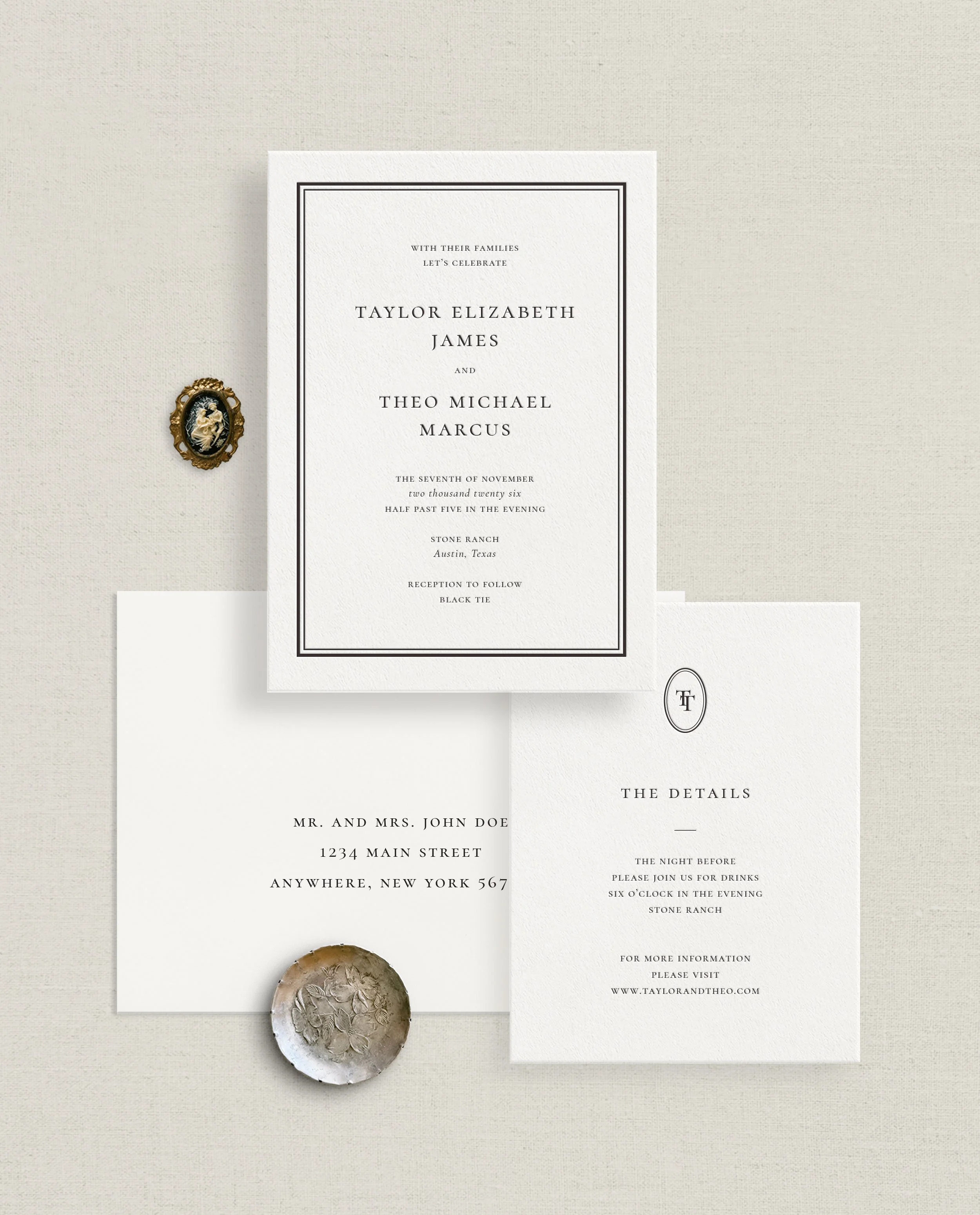 Heritage Letterpress Wedding Invitations