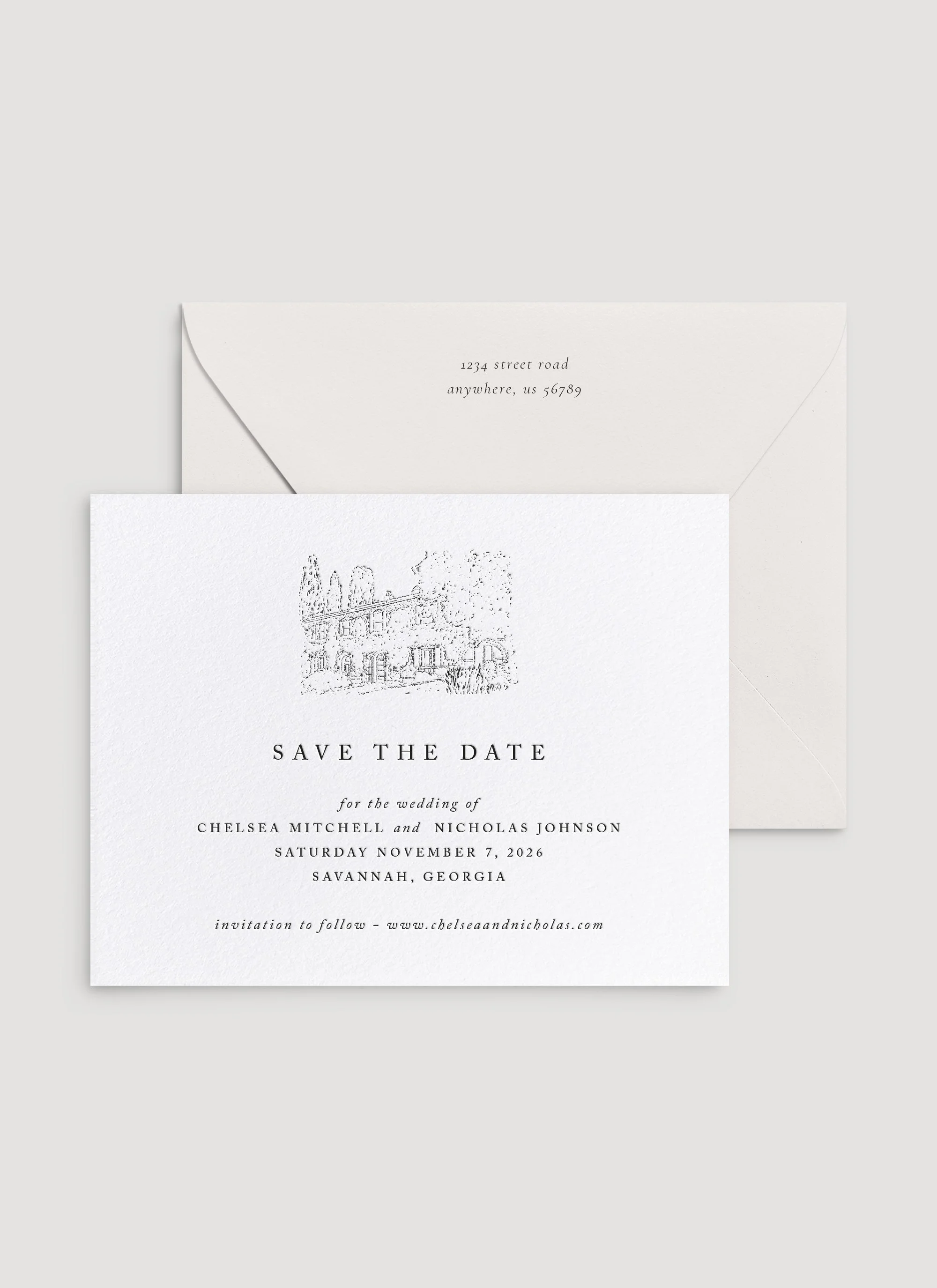 Chelsea Custom Venue Illustration Save the Dates
