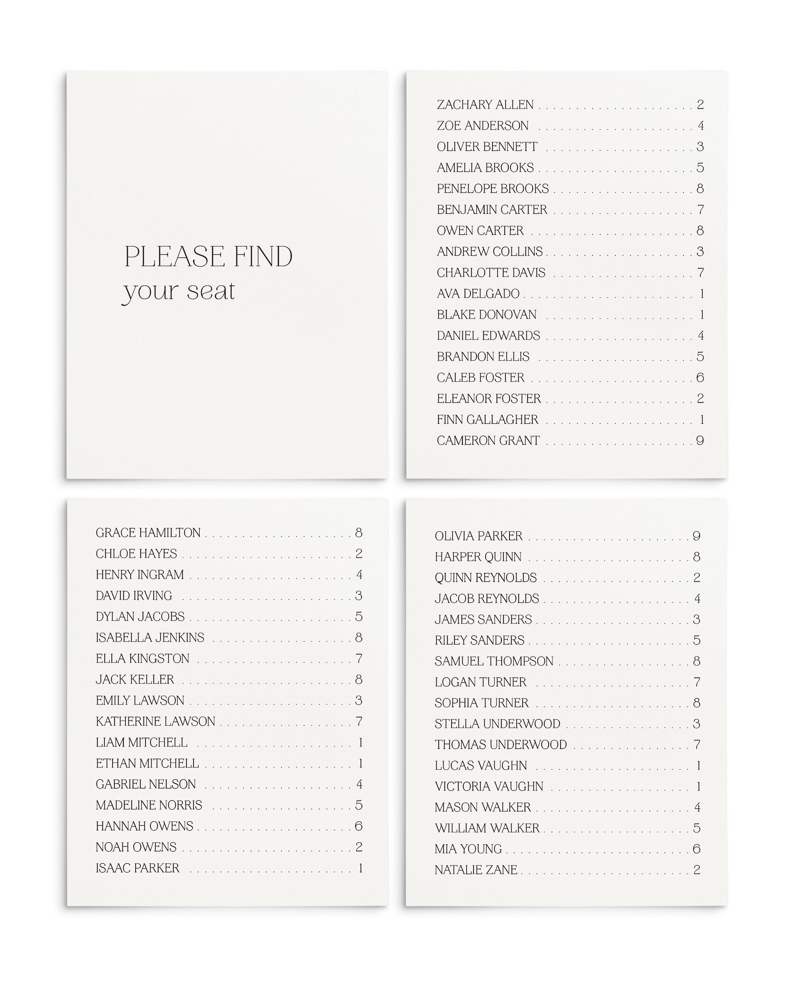 Brynne Escort Seating Cards