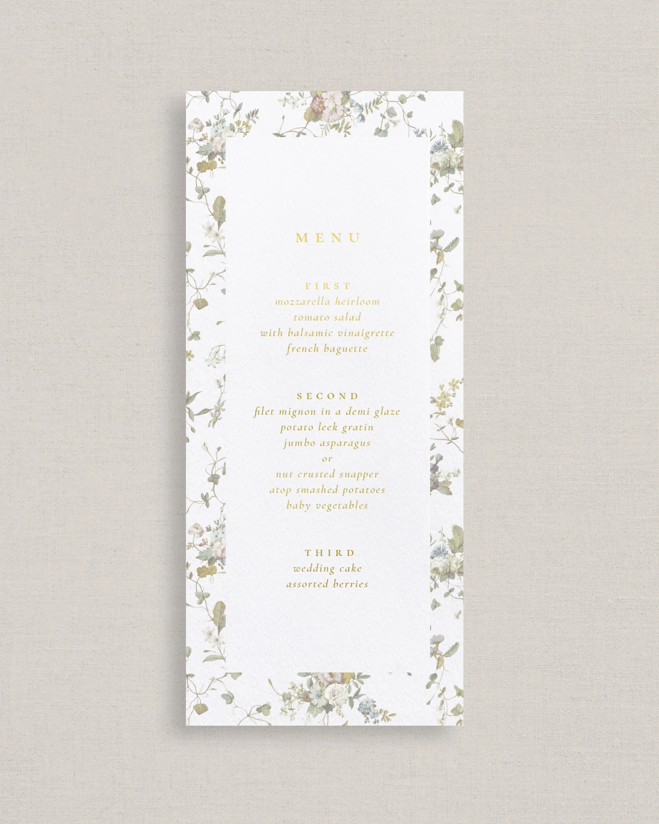 Foil Letterpress Menus - Le Jardin