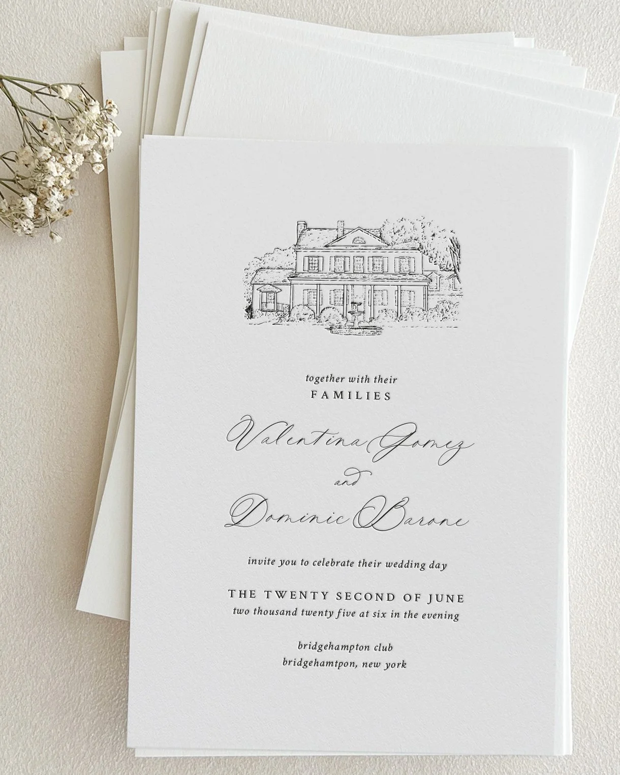 Valentina Custom Venue Illustration Wedding Invitations