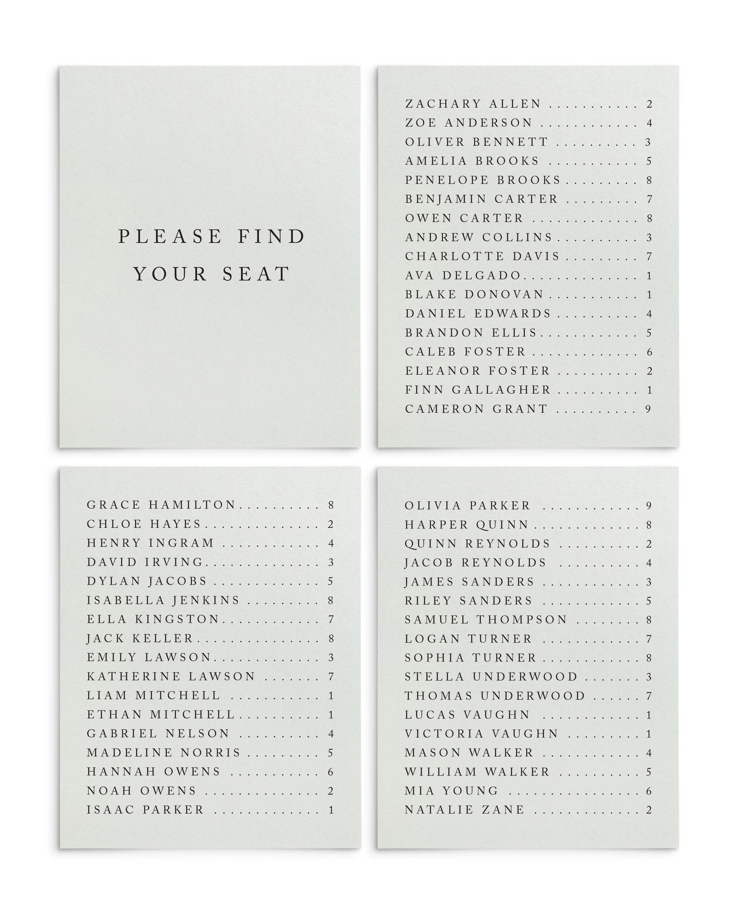 Chelsea Escort Seating Cards