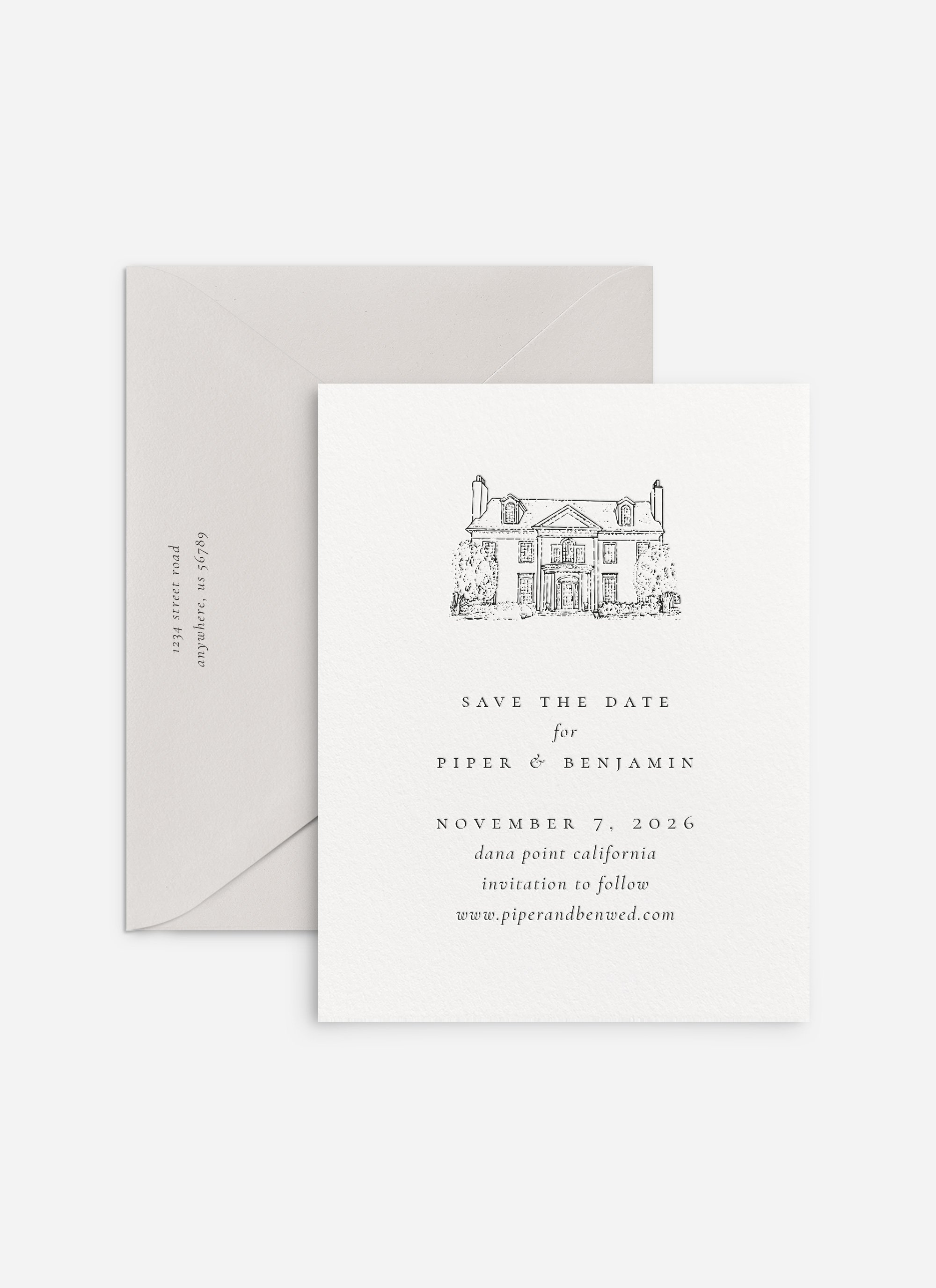 Piper Custom Venue Illustration Save the Dates