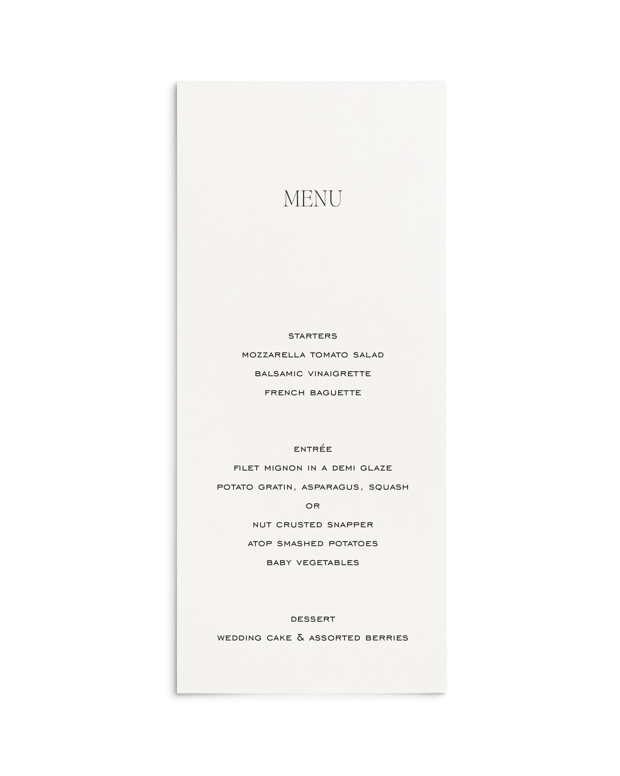 Sofia Wedding Menus