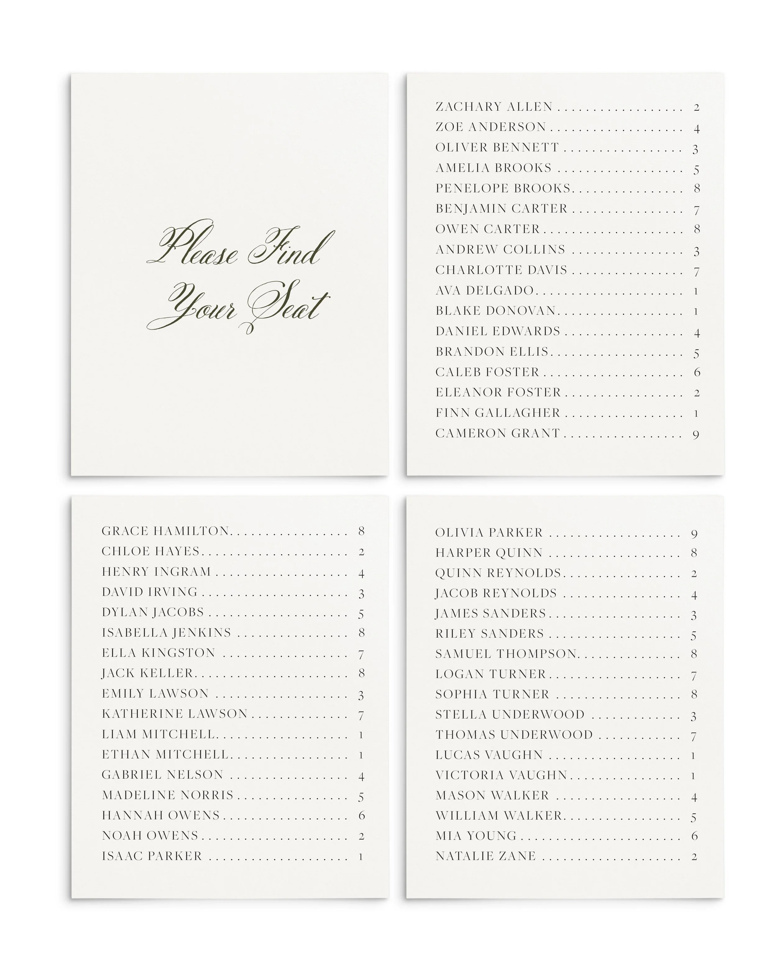 Amelia Escort Seating Cards