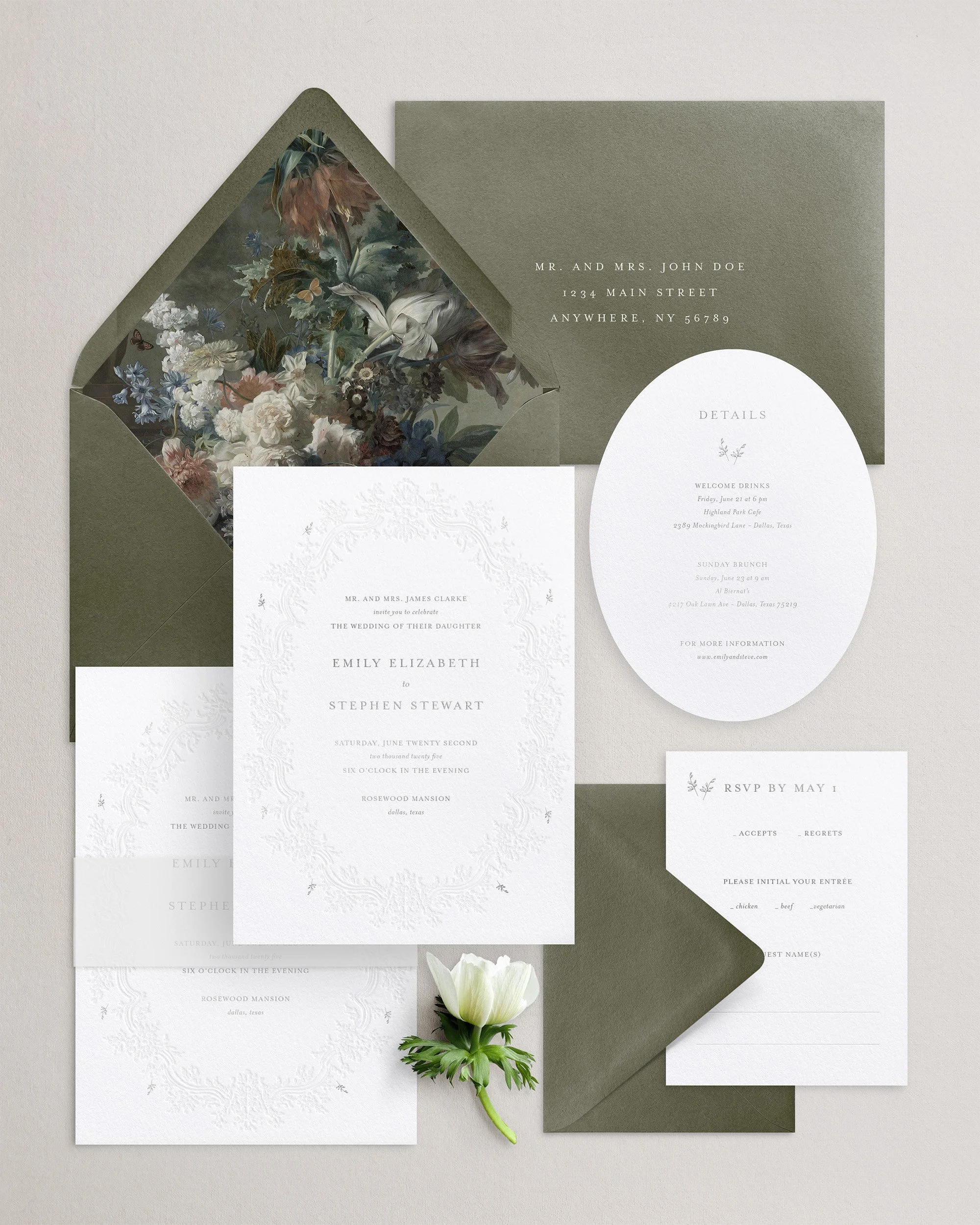 Emily Foil or Letterpress Wedding Invitations