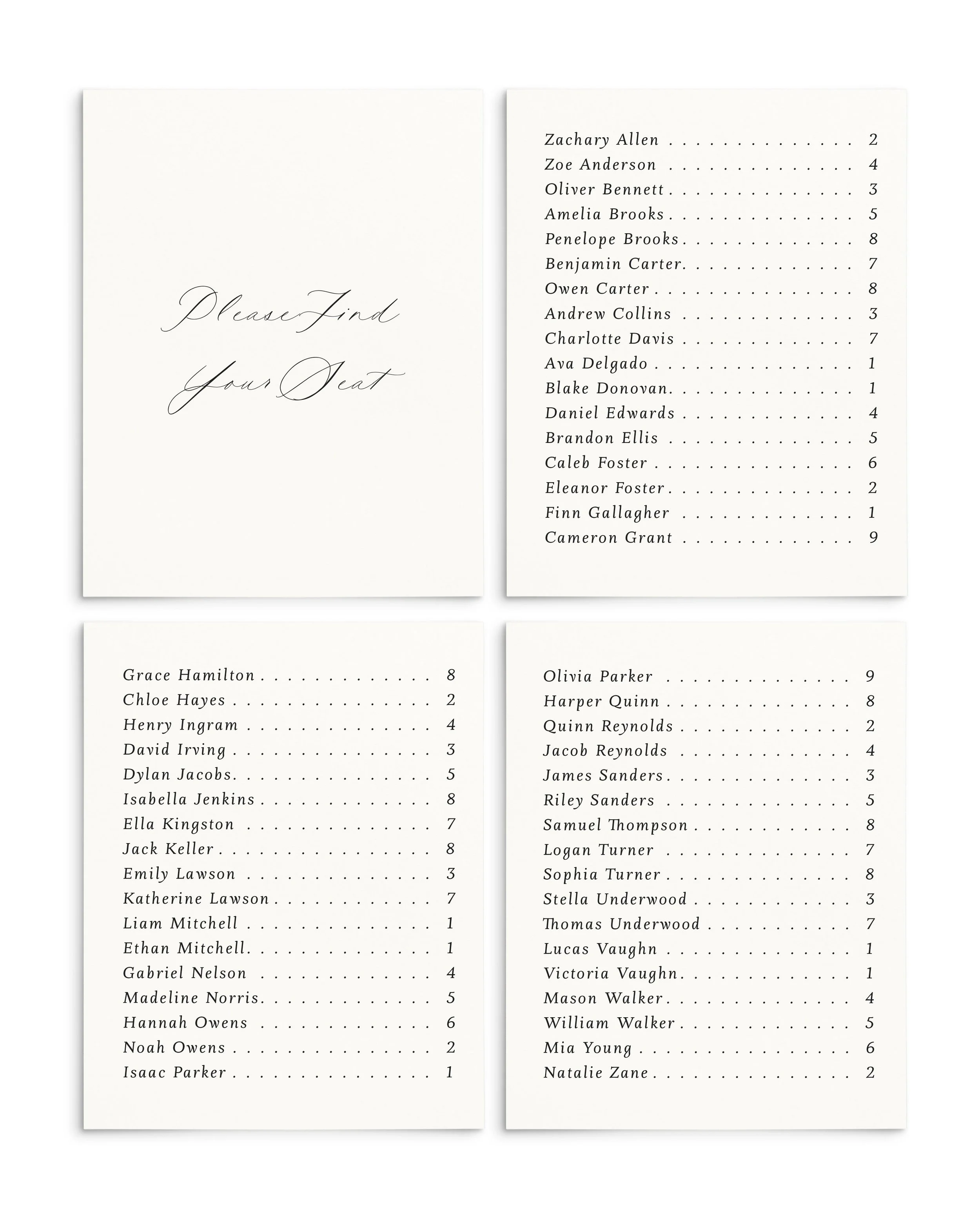 Valentina Escort Seating Cards