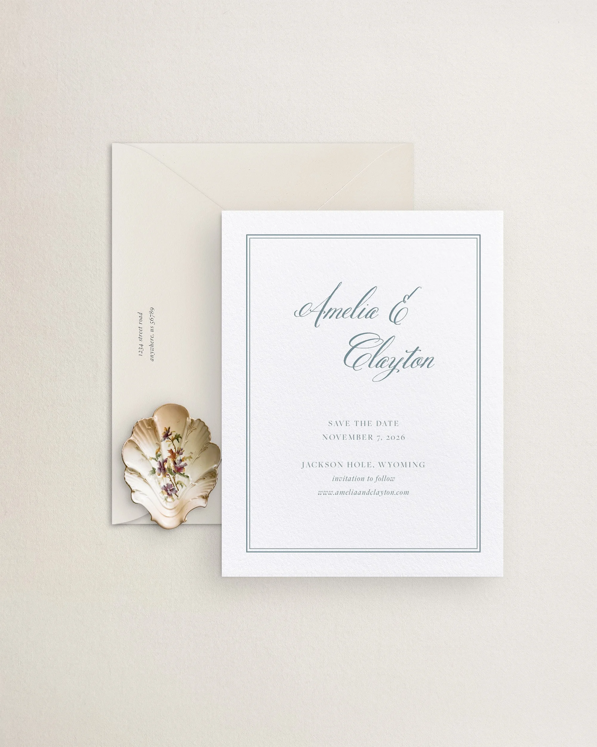 Amelia Letterpress Border Save the Dates