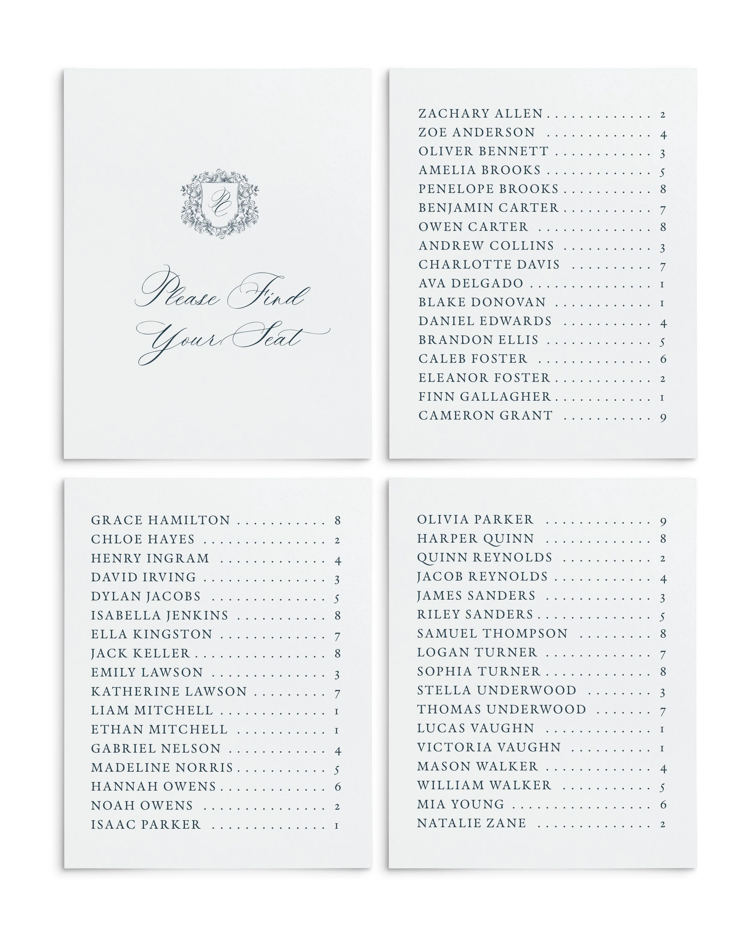 Poppy Escort Seating Cards