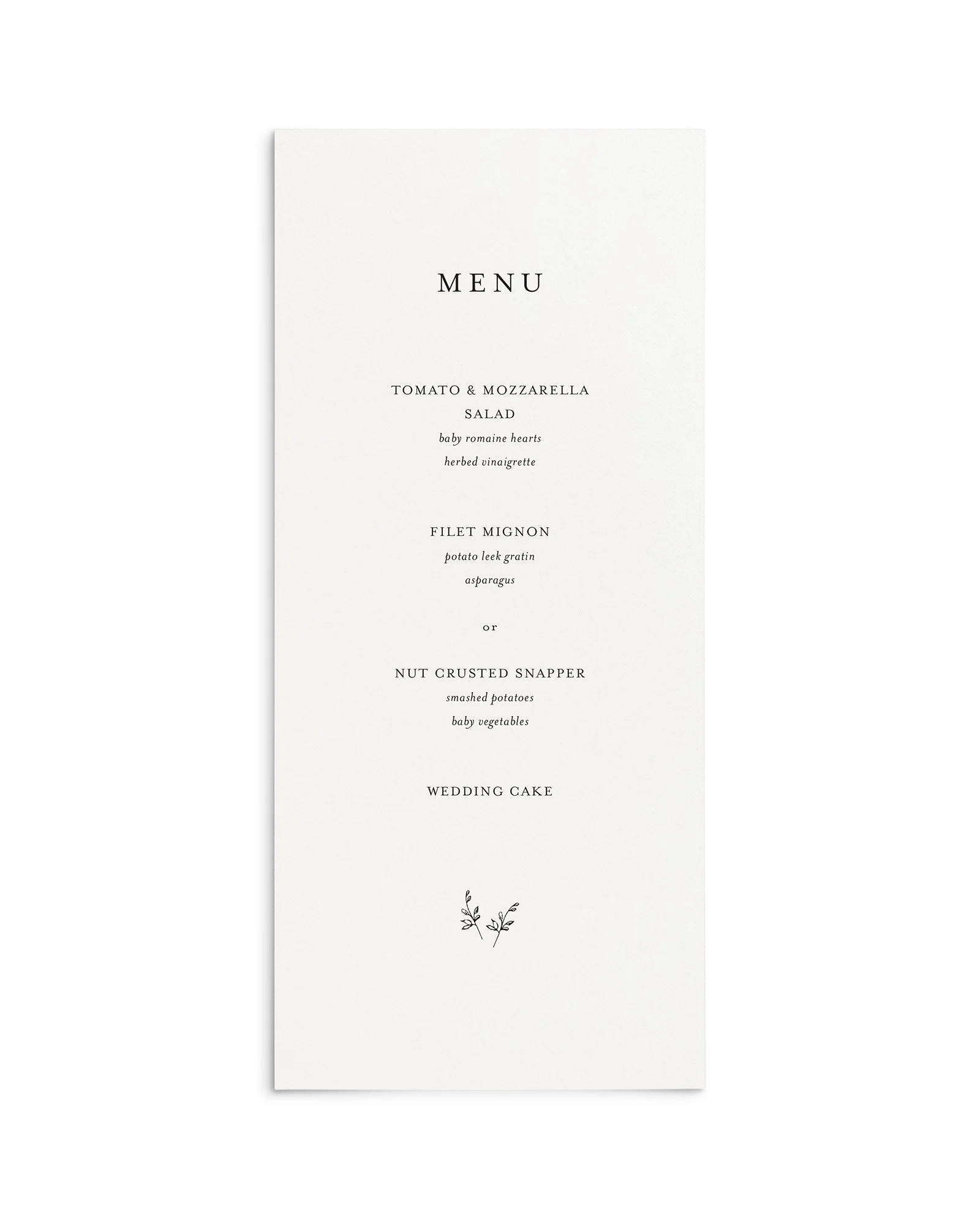 Emily Wedding Menus