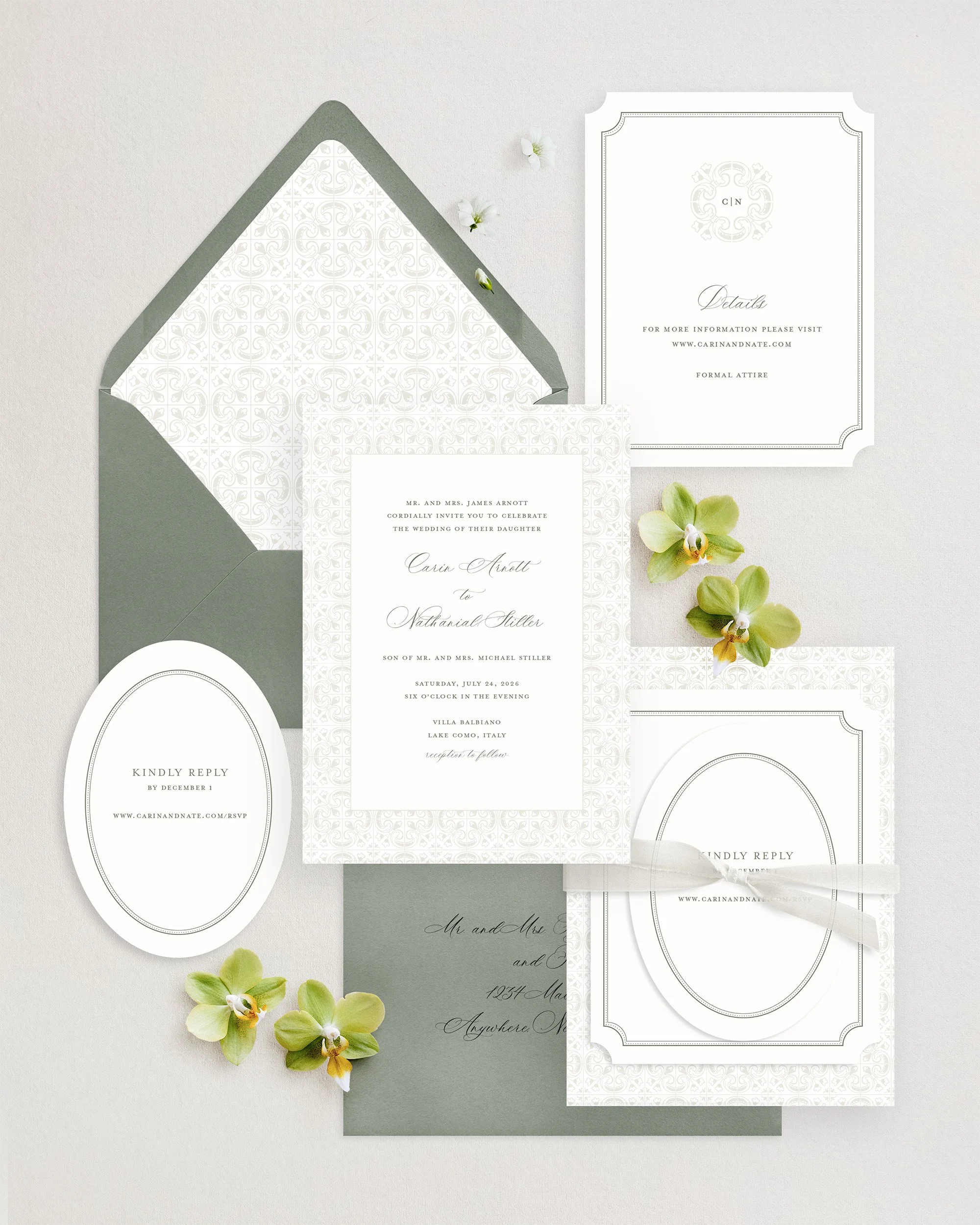 Lake Como Wedding Invitation Suite green.jpg