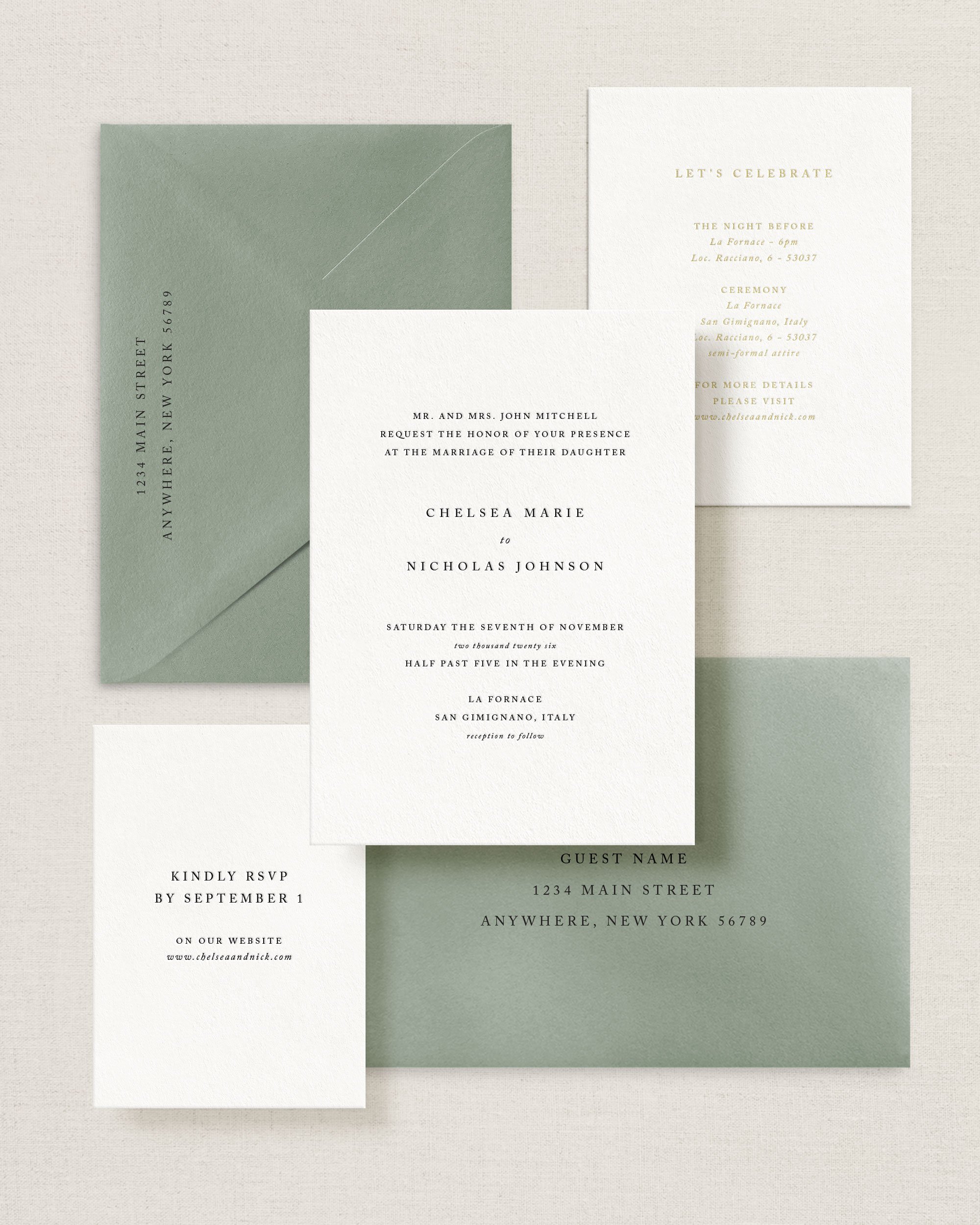 Chelsea Traditional Wedding Invitation Suite