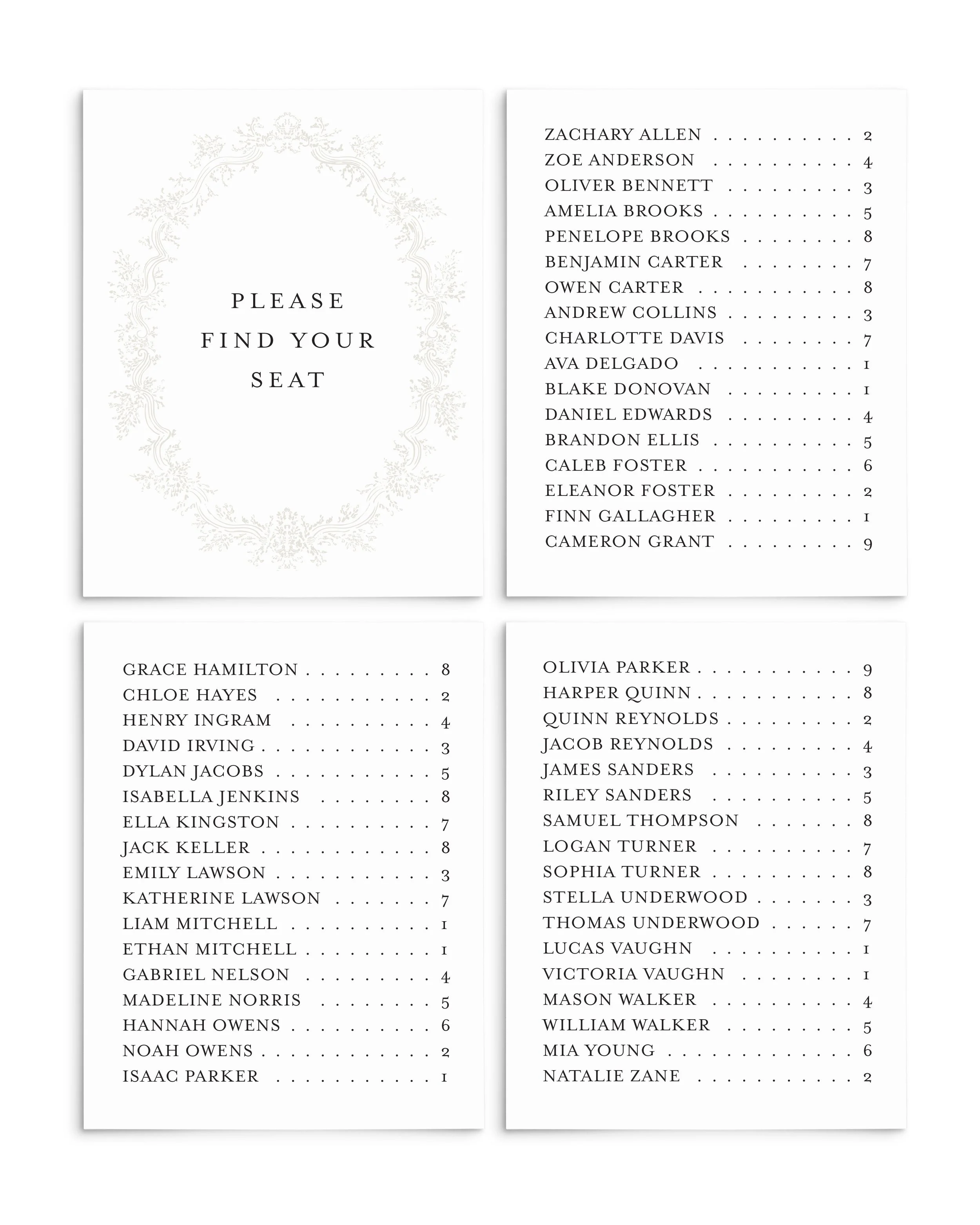 Emily Escort Seating Cards