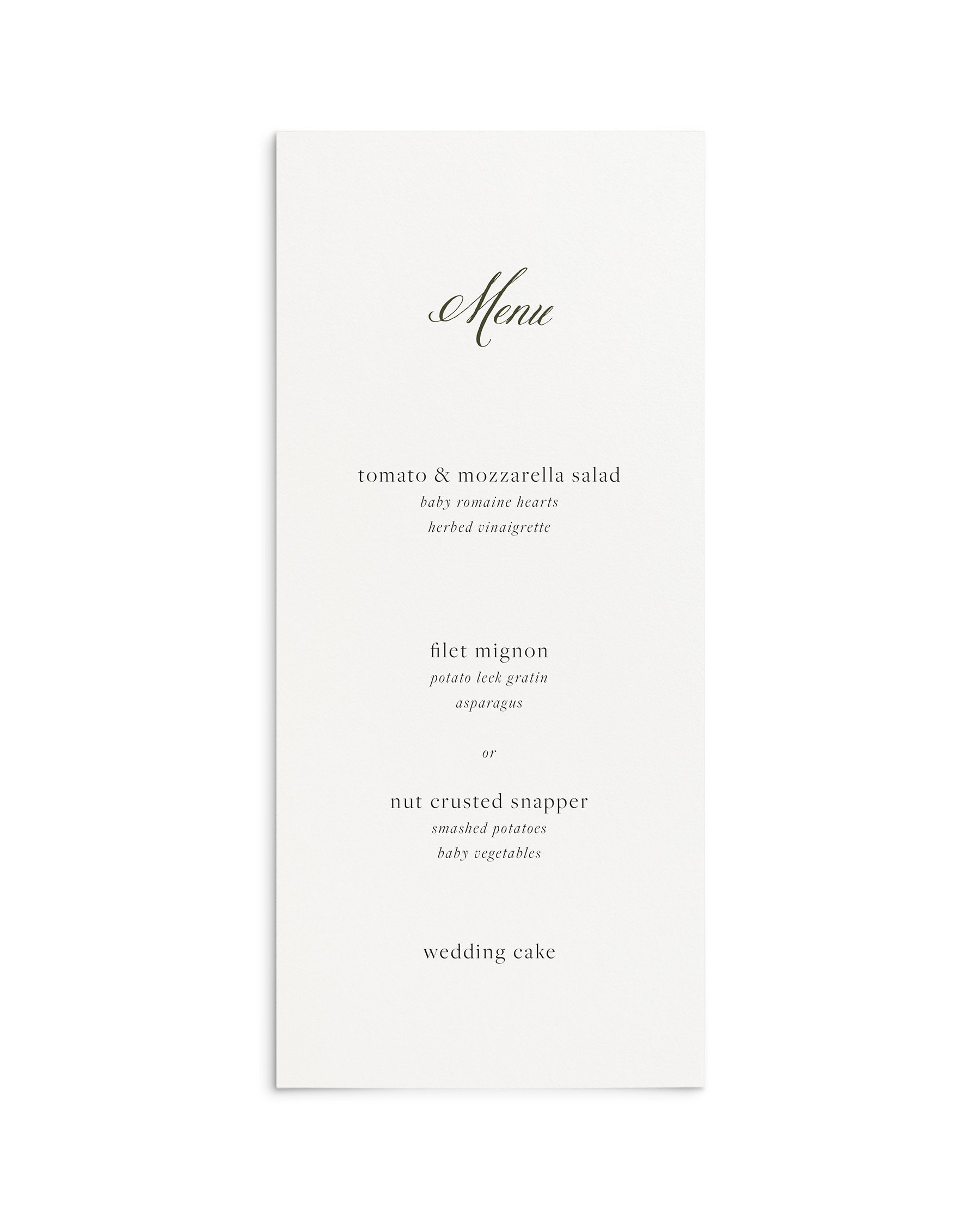 Amelia Wedding Menus