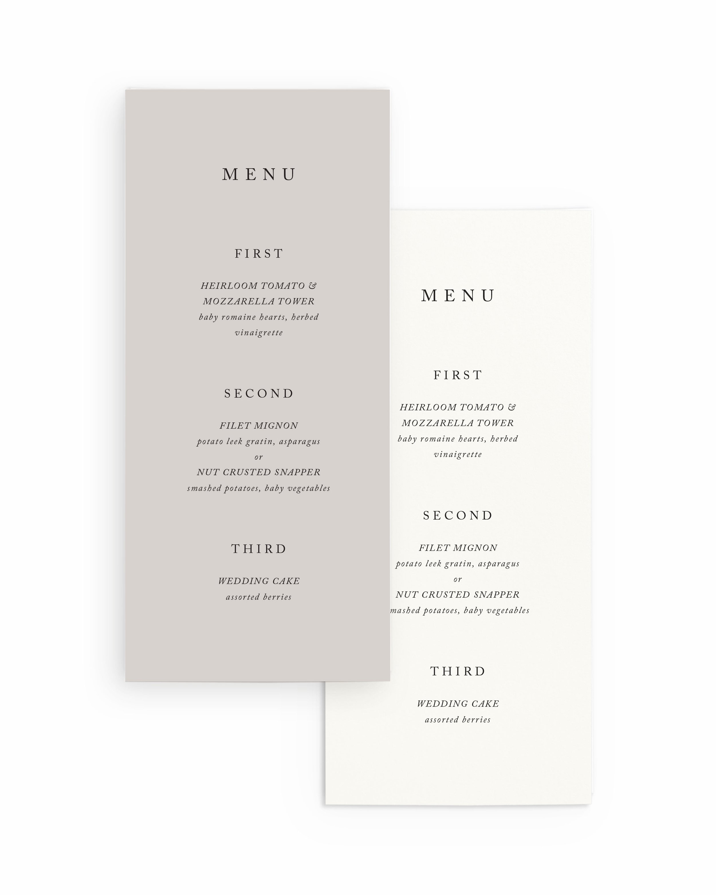 Chelsea Wedding Menus