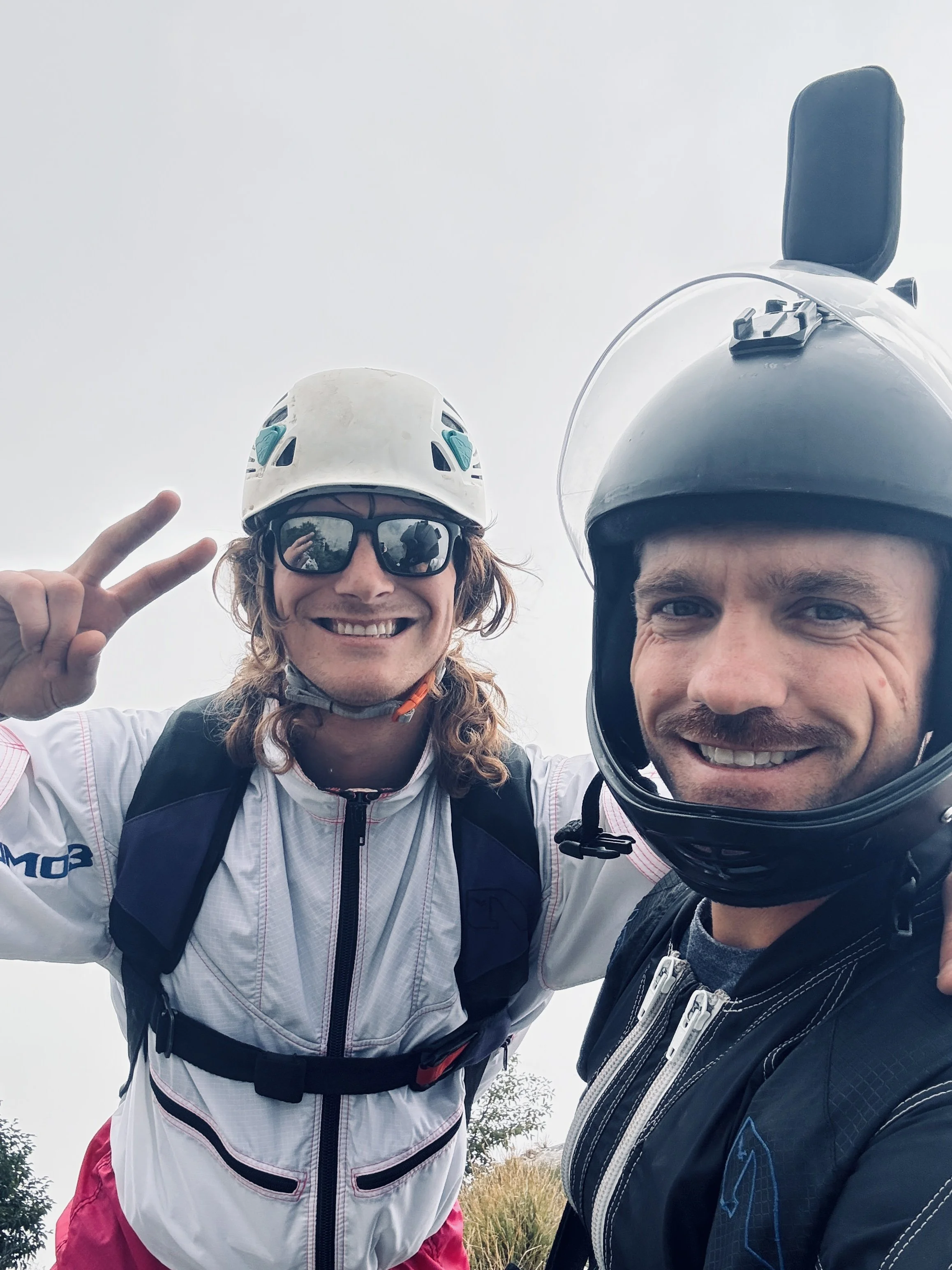 BASE jumping student preparing for first jump at Monte Brento.JPG