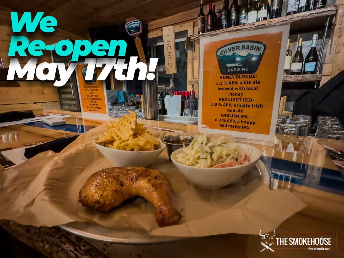 The wait is OVER! We're thrilled to be back serving up deliciousness on May 17th. Join us for breakfast, dinner, and those unbeatable mountain views on our patio. Or grab your favorites to go! #smokehouse #RidgwayEats #alfrescodining #ouraycolorado