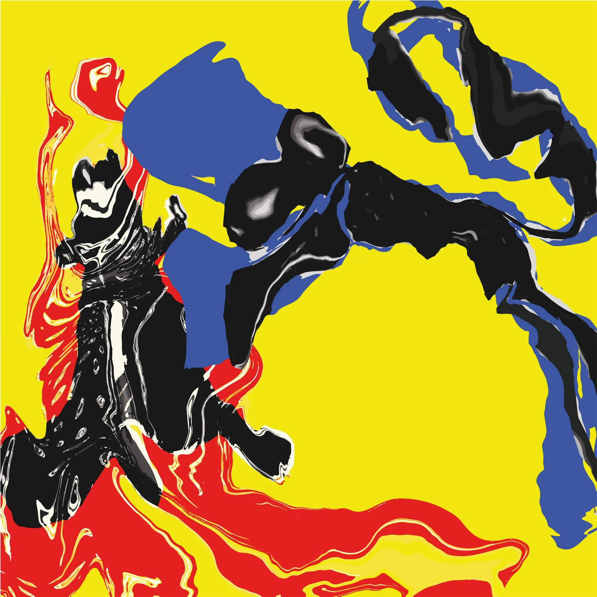 Couverture de P$Ph : composition abstraite jaune, bleue, rouge et noire.