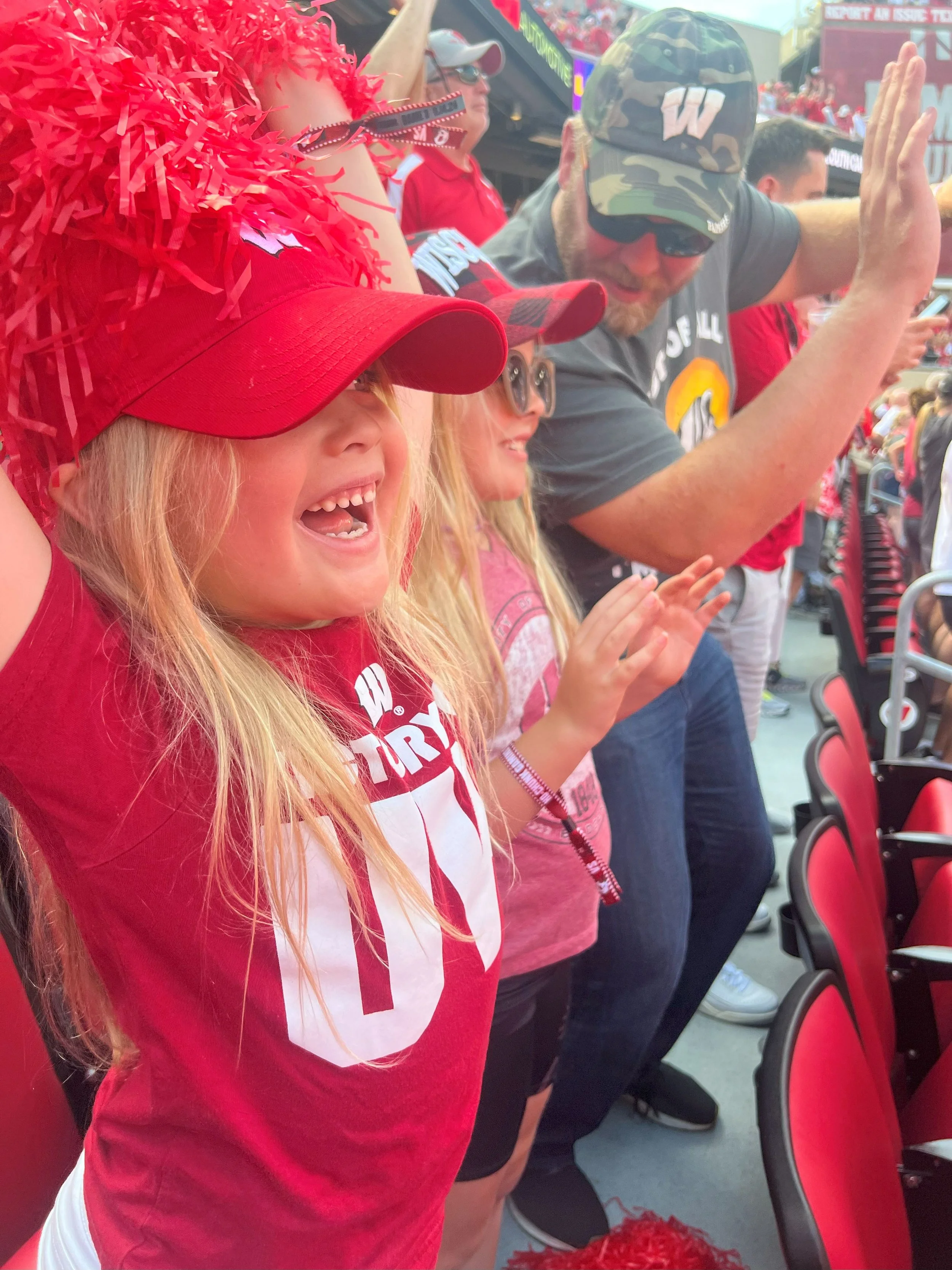 The Van Someren family at a UW Wisconsin Badger game.