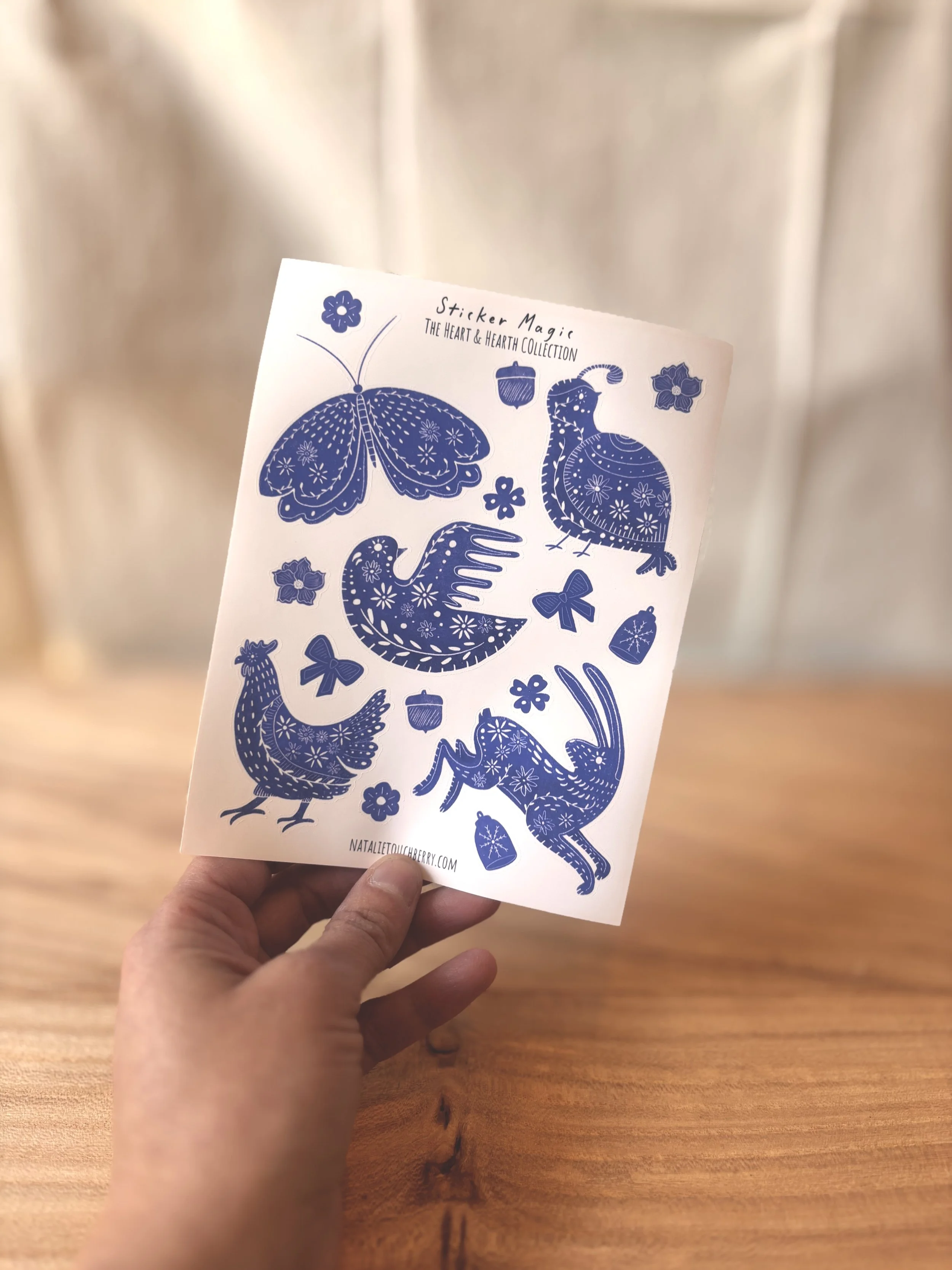 Heart & Hearth Blue Folk Art Sticker Sheet