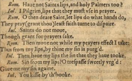 A scan of a short excerpt from the First Folio, which shows the absence of the stage directions.