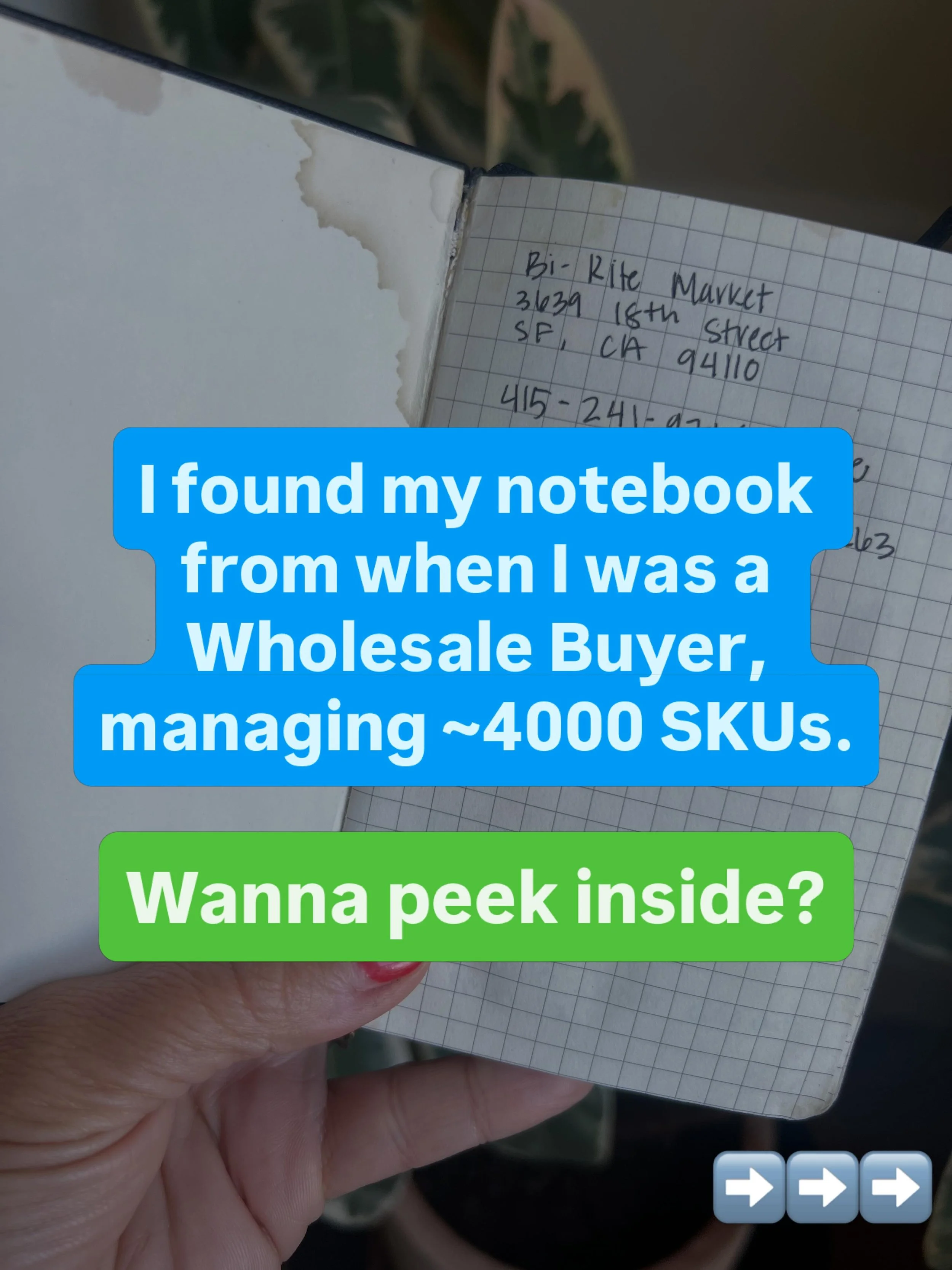 This is SALES GOLD!&nbsp;🤯📓

I just found a notebook from when I was a wholesale buyer in 2009 - this was back when I was managing everything from coffee, to condiments, to home goods, to health + beauty, to pet, to dairy, to prepack deli, to dry g