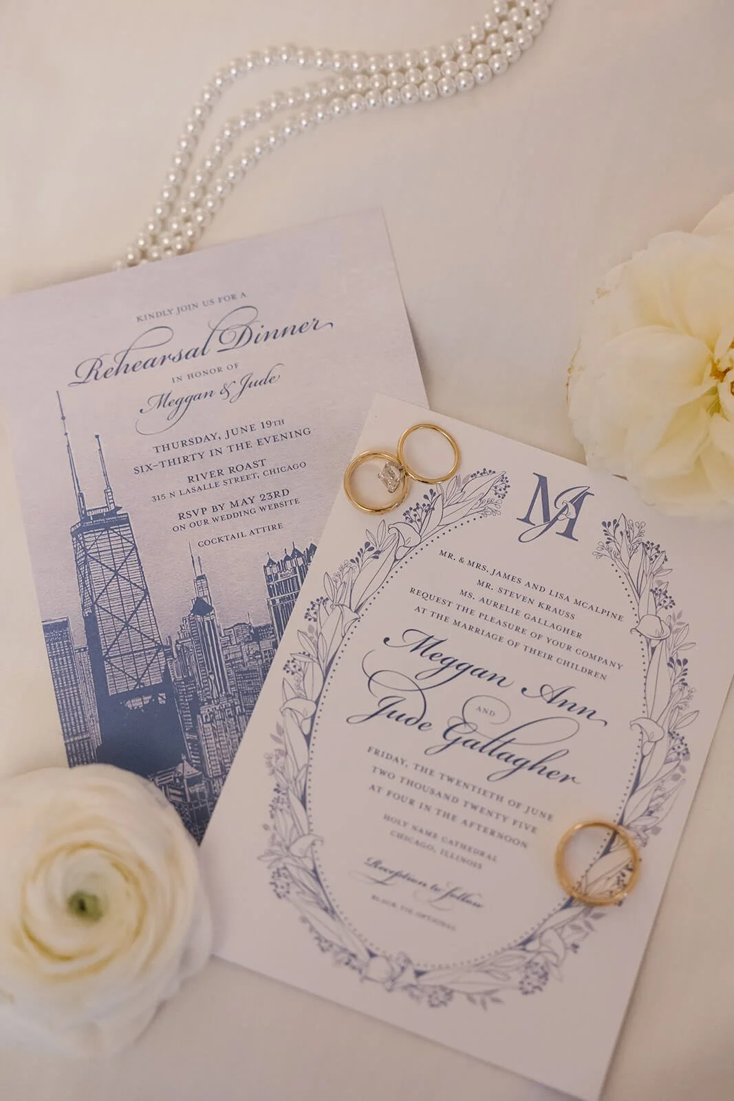 Wedding + Rehearsal Dinner invitations