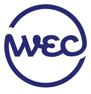 WEC logo with stylized letters inside a circular design