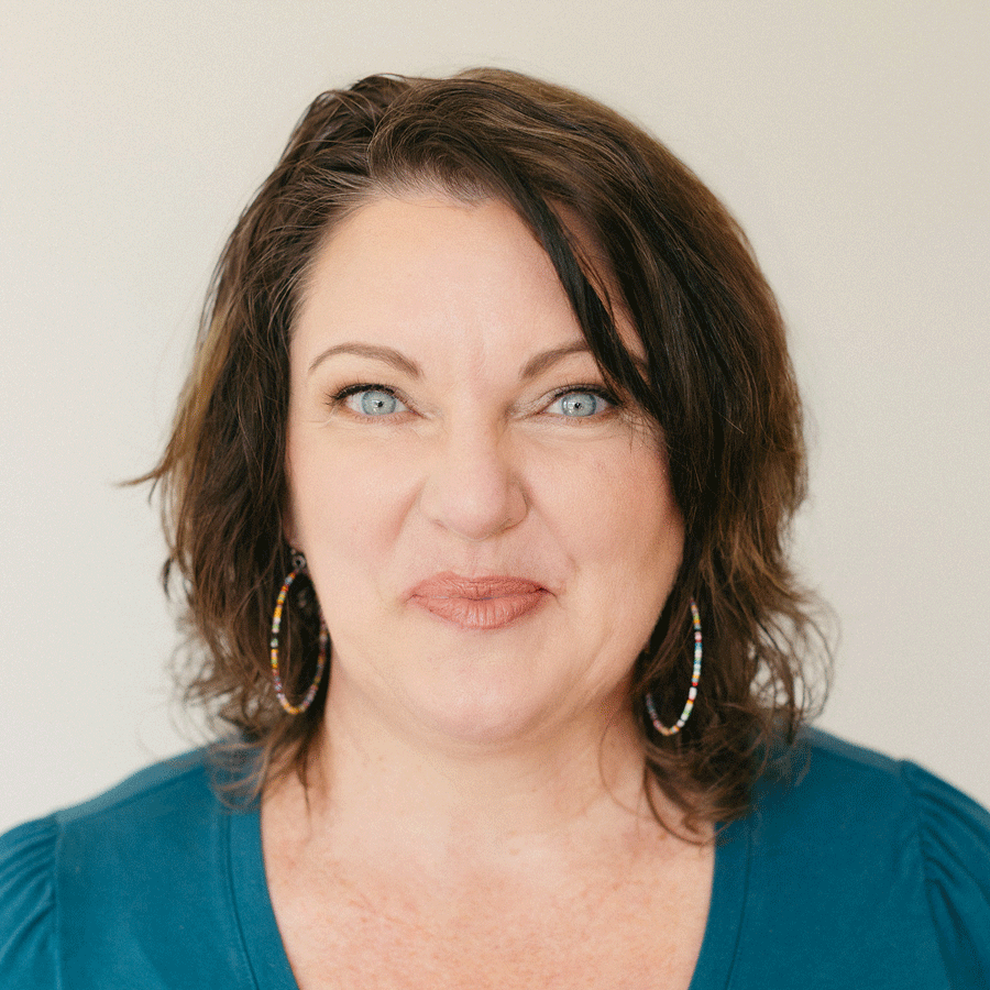 Aurelie making animated faces and expressions.