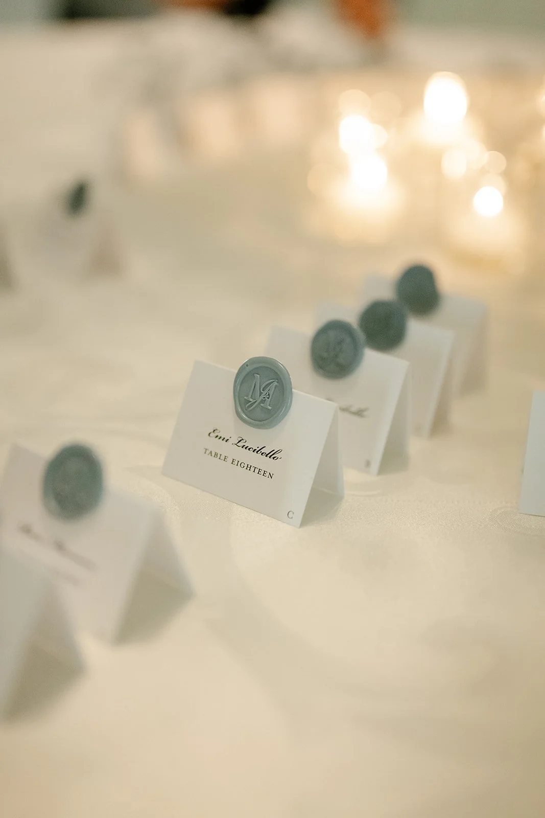 Reception place cards + wax seals