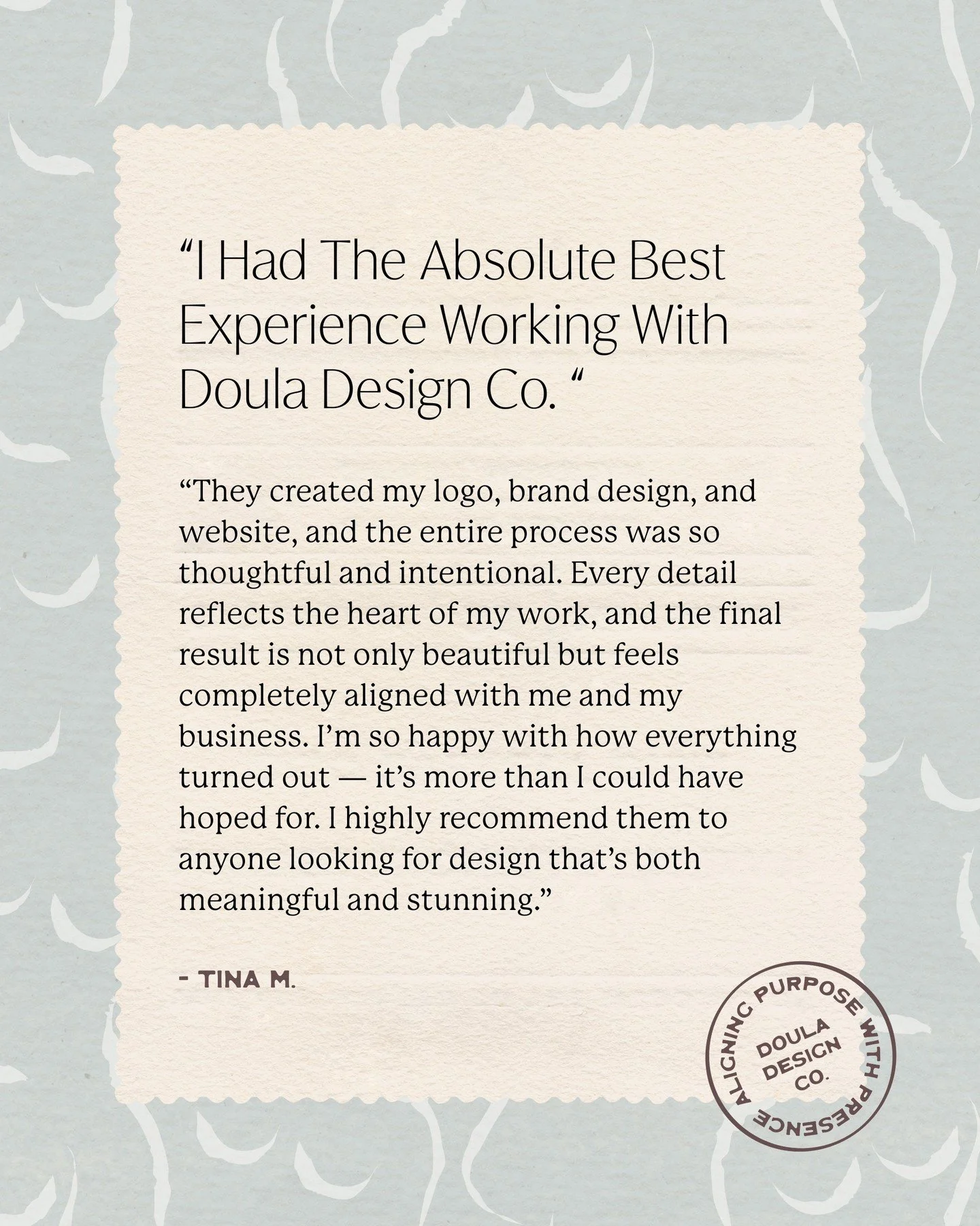 Our favorite part of the design journey is guiding our clients from the conception of an idea to the birth of a business that truly reflects who they are.
.
Trusted by hundreds of discerning doulas since 2021.