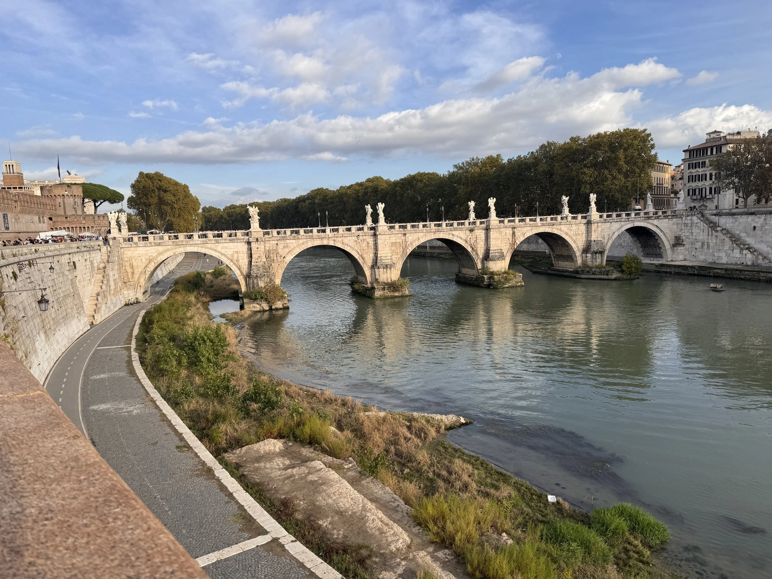 The bridge of angels crossing the Tiber at Castle S Angelo