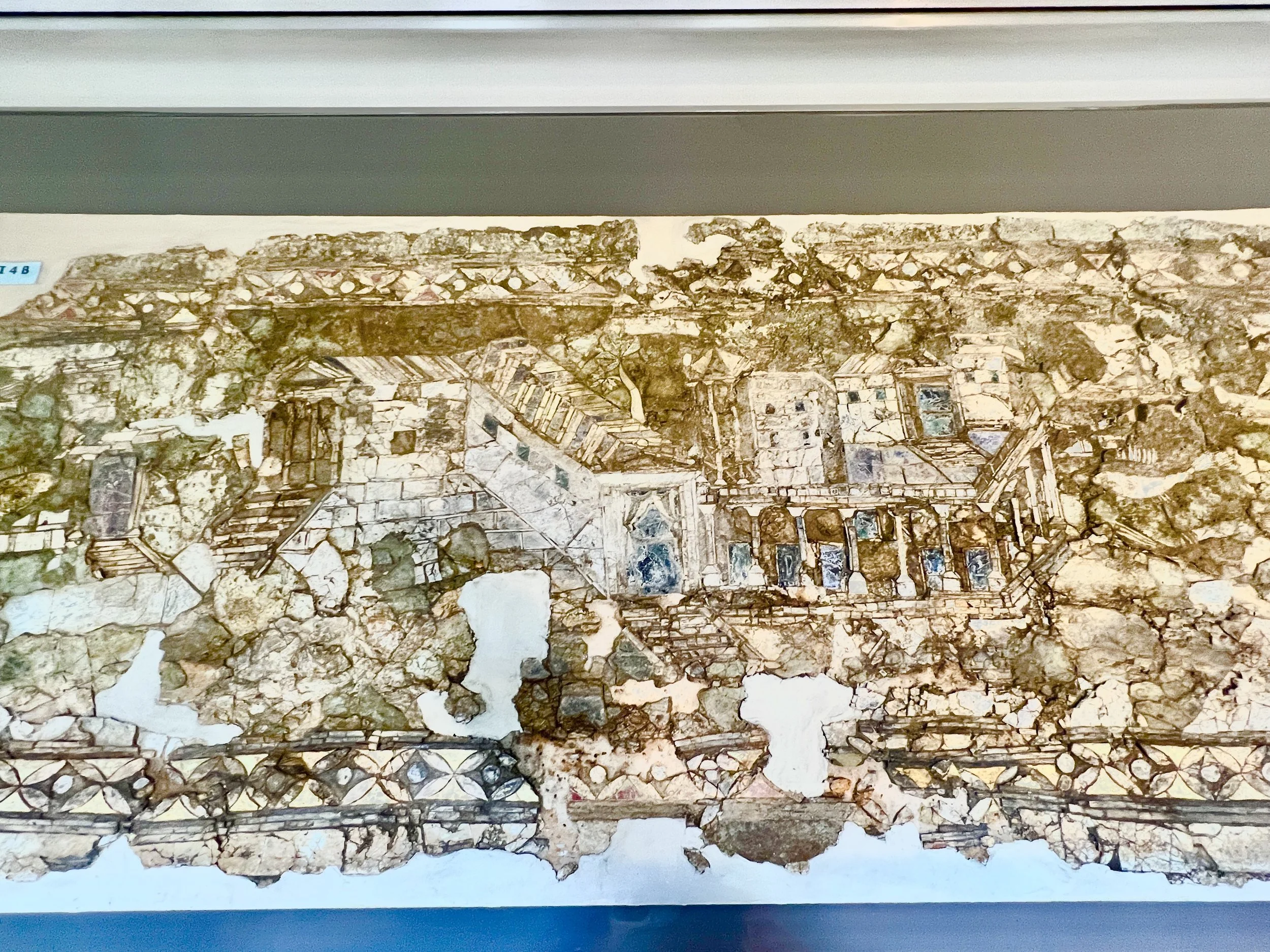 Isthmia museum: glass mosaic from 300's AD depicting the port of Cenchreae (Romans 16:1) as it looked then.