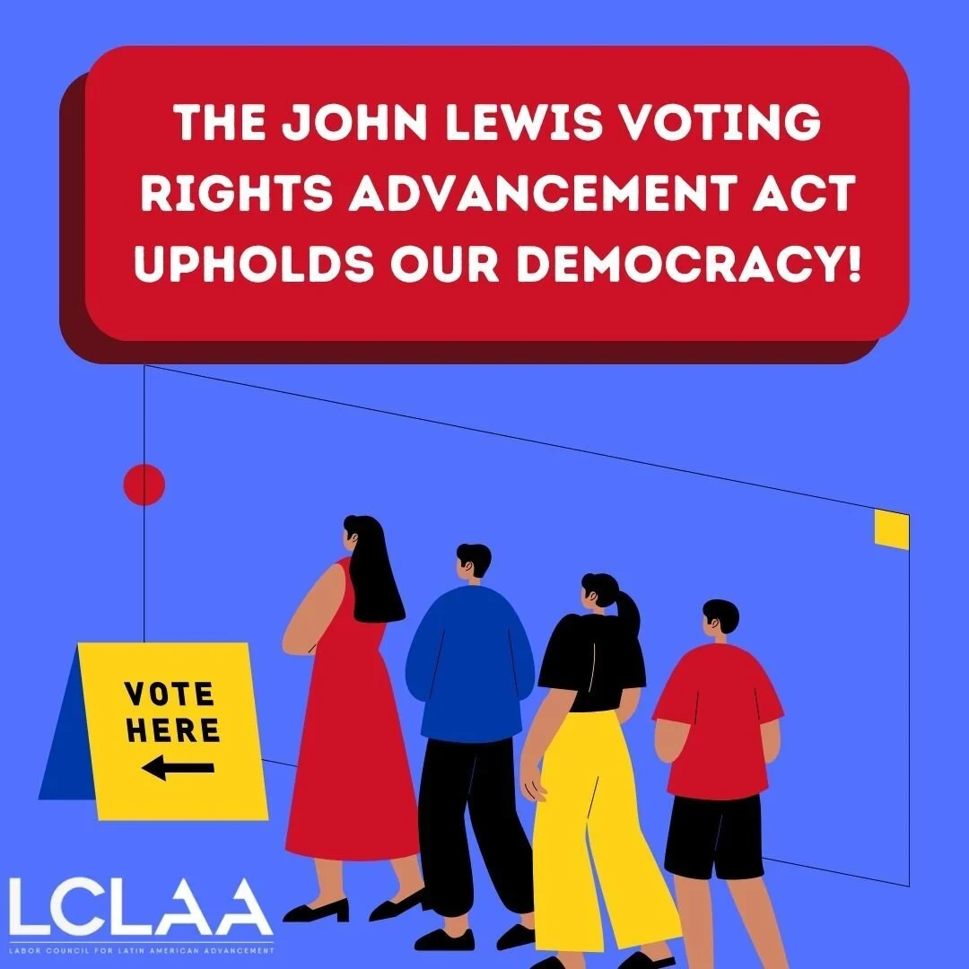 LCLAA Commends our elected leaders in the Senate for introducing the John R. Lewis Voting Rights Advancement Act of 2024 (JLVRAA). The bill provides a path forward in helping protect our democracy. 
#VotingRights #JohnLewisAct