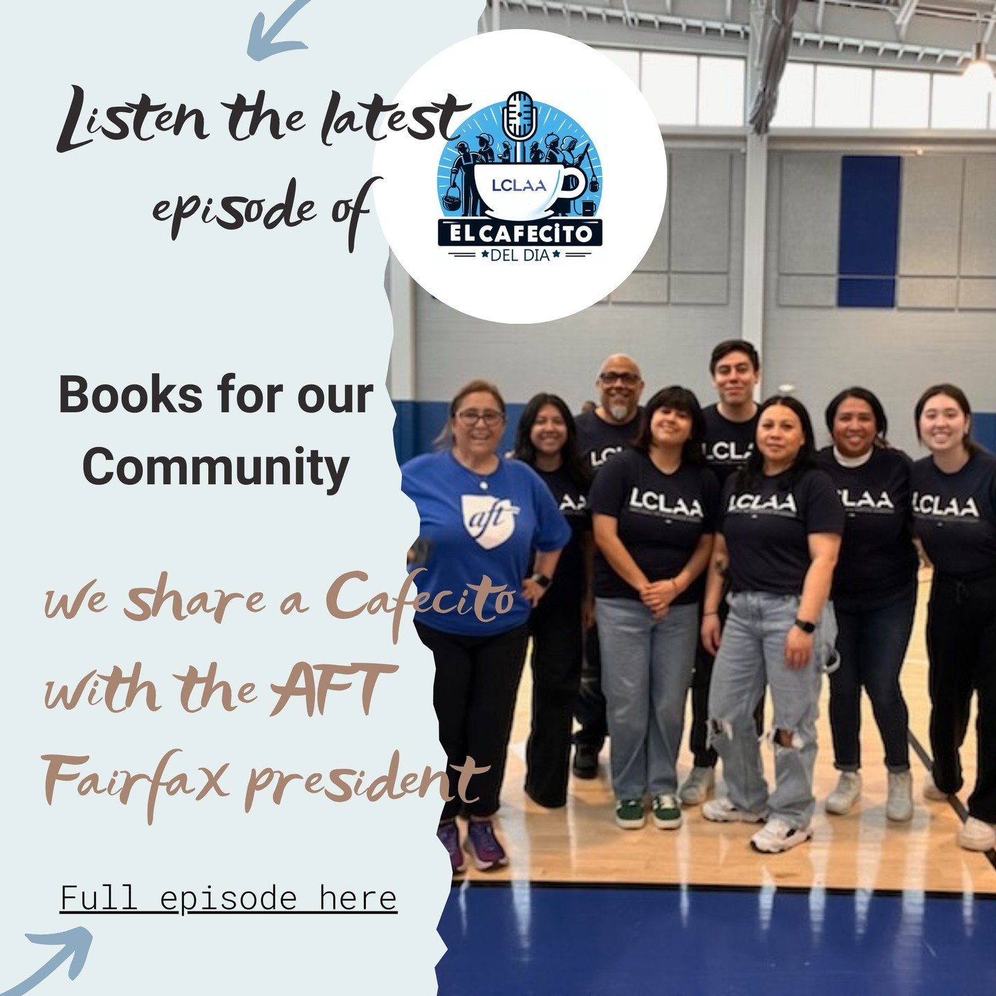 Let's share a Cafecito with the Fairfax County Federation of Teacher! We discussed, with Union president, David Walrod, about book distribution and how banning books can have an impact in our communities. 
Listen us here: https://open.spotify.com/epi