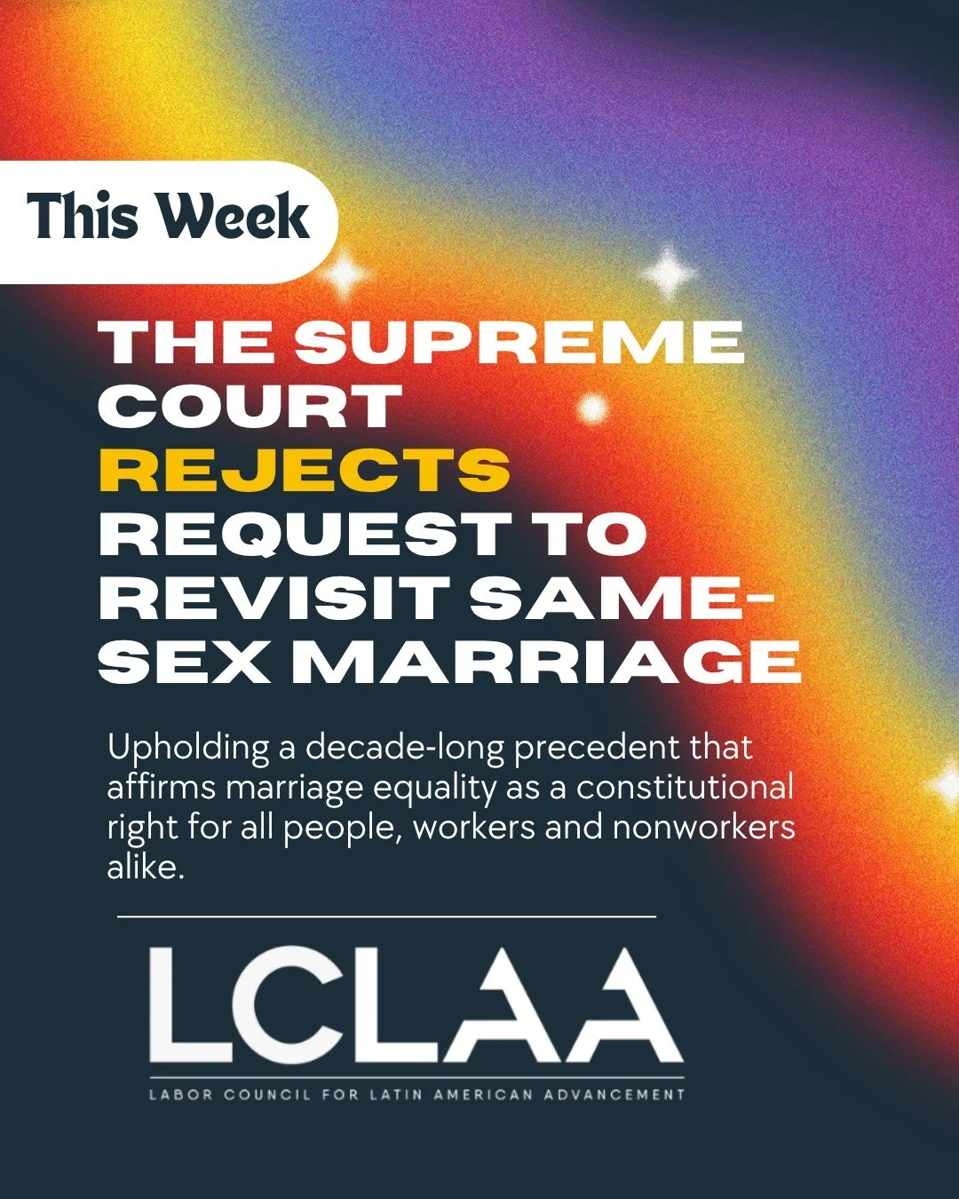 🌈On Monday, November 10, 2025, the nation&rsquo;s highest court declined to revisit and reconsider Obergefell v. Hodges, the Court&rsquo;s 2015 landmark decision legalizing same-sex marriage. This action upholds the 10-year-old precedent that affirm