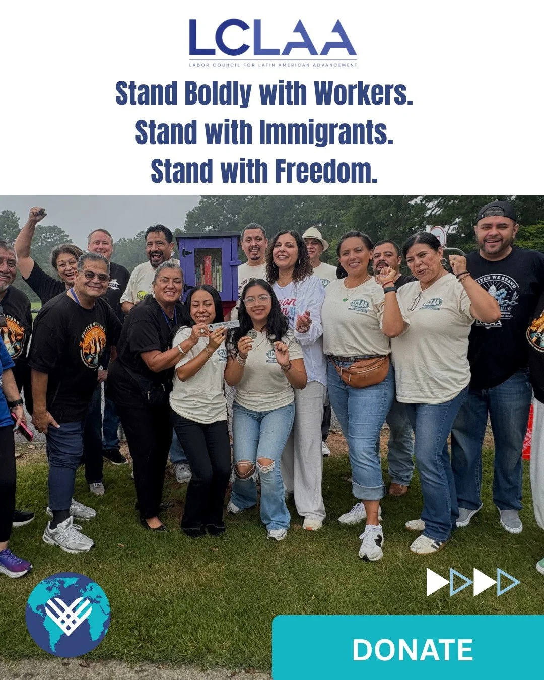 📣LCLAA Family, today is the day to show up and show out for our workers, immigrants, and families! Across the country, working families are being unjustly targeted and detained, but we won't stay silent!
This #GivingTuesday💙, your support fuels the